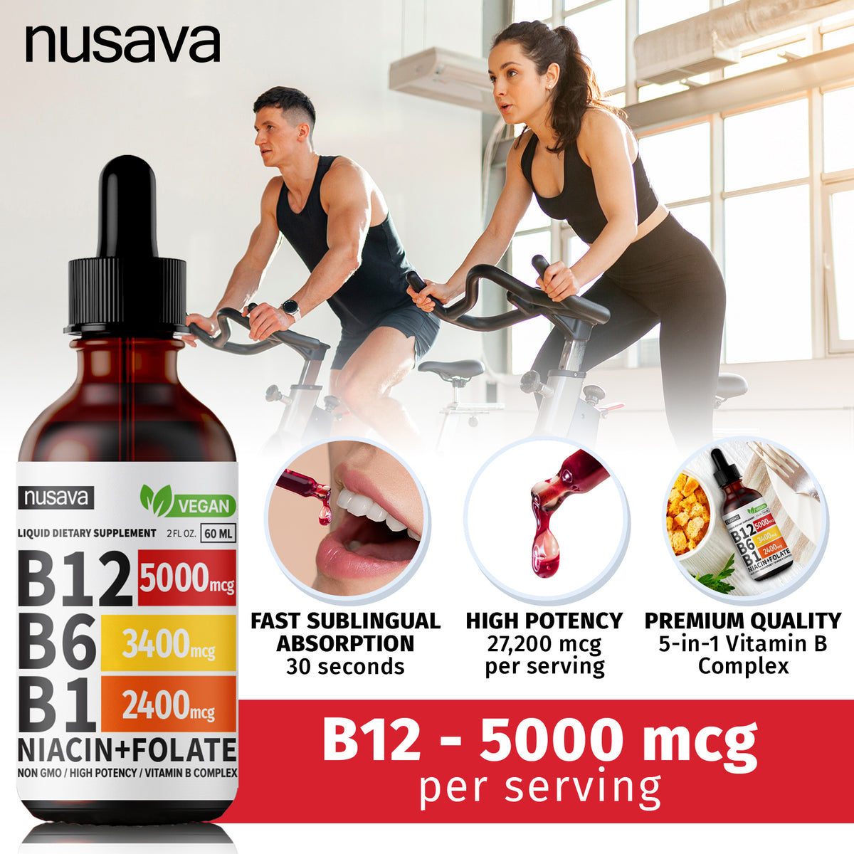 Nusava B12 Liquid Drops - Buy 1 Get 1 Free (2 Bottles)