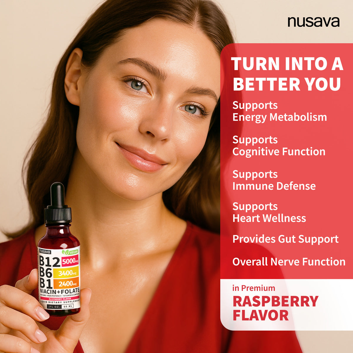 Nusava B12 Liquid Drops - Buy 1 Get 1 Free (2 Bottles)