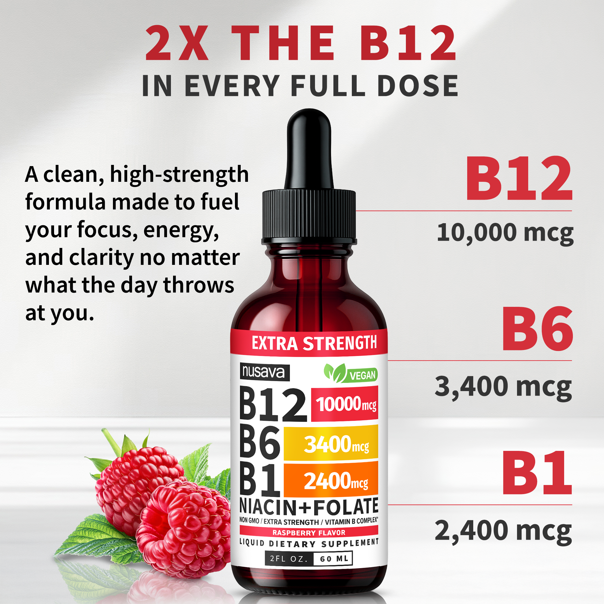 Extra Strength Liquid Vitamin B12 Sublingual Vitamin B Complex