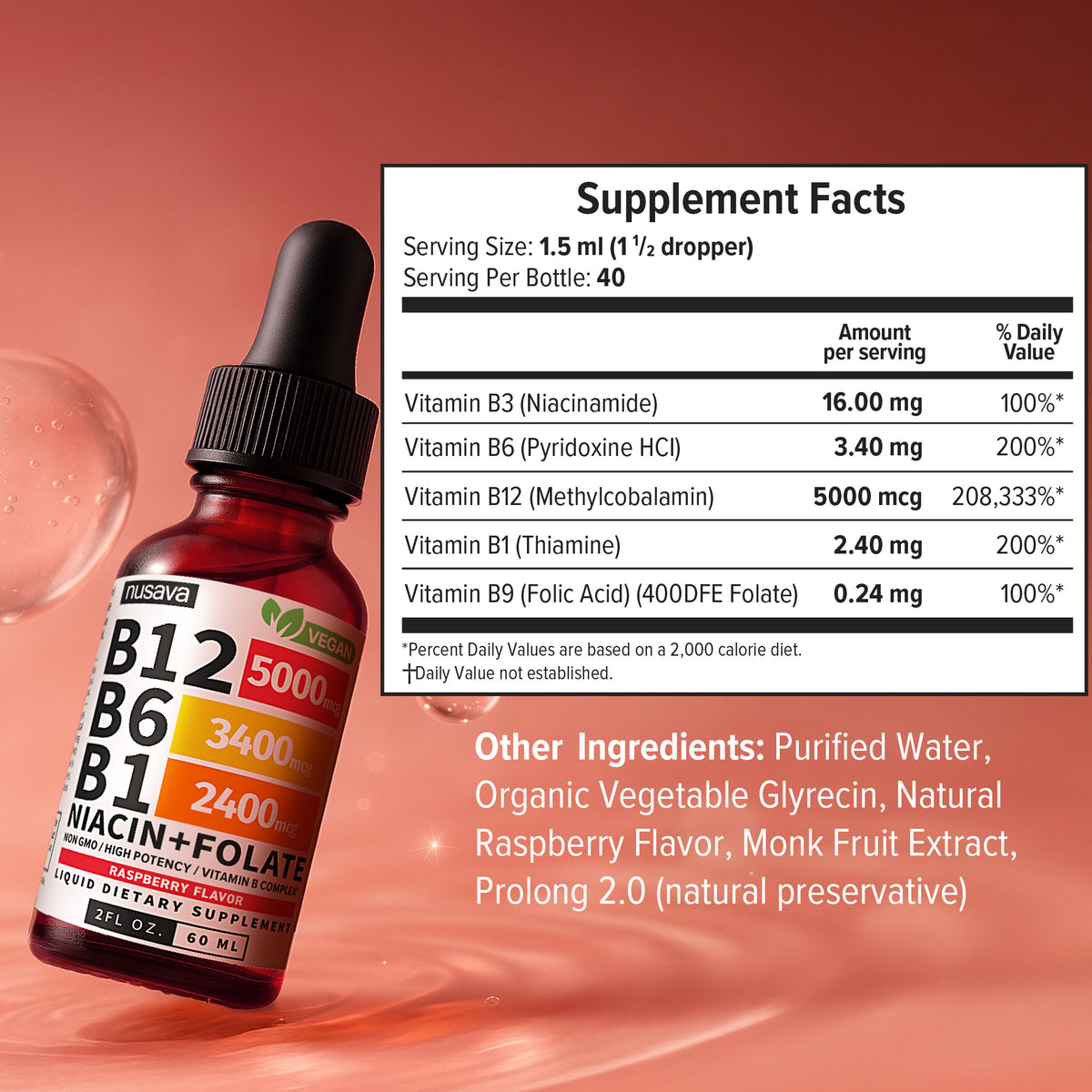 Nusava B12 Liquid Drops - Buy 1 Get 1 Free (2 Bottles)