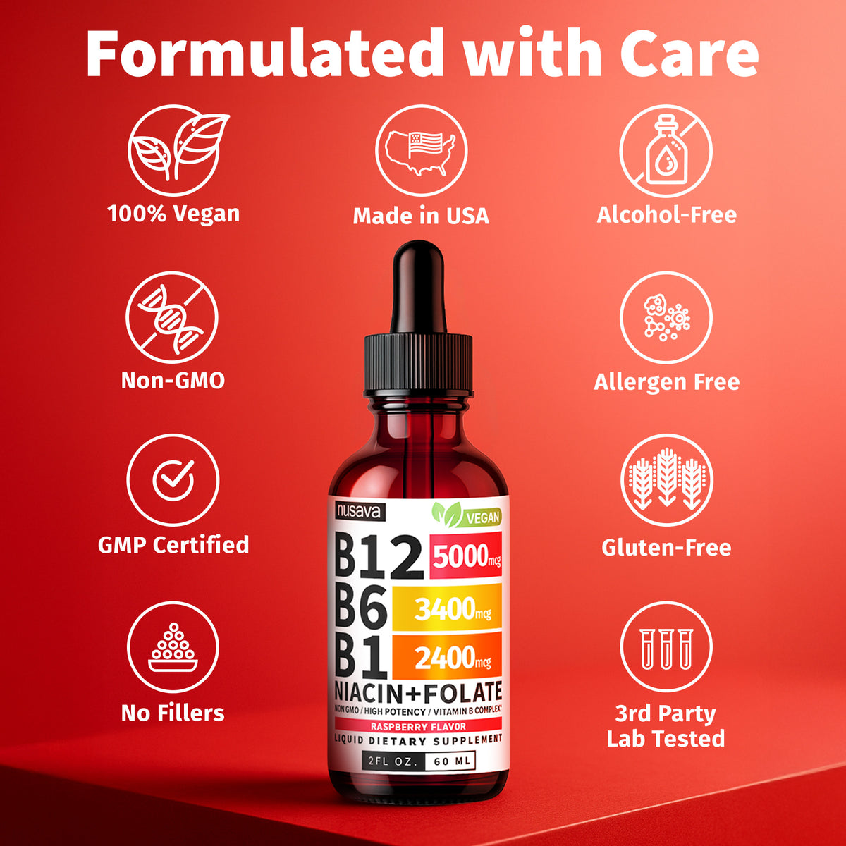 Nusava B12 Liquid Drops - Buy 1 Get 1 Free (2 Bottles)
