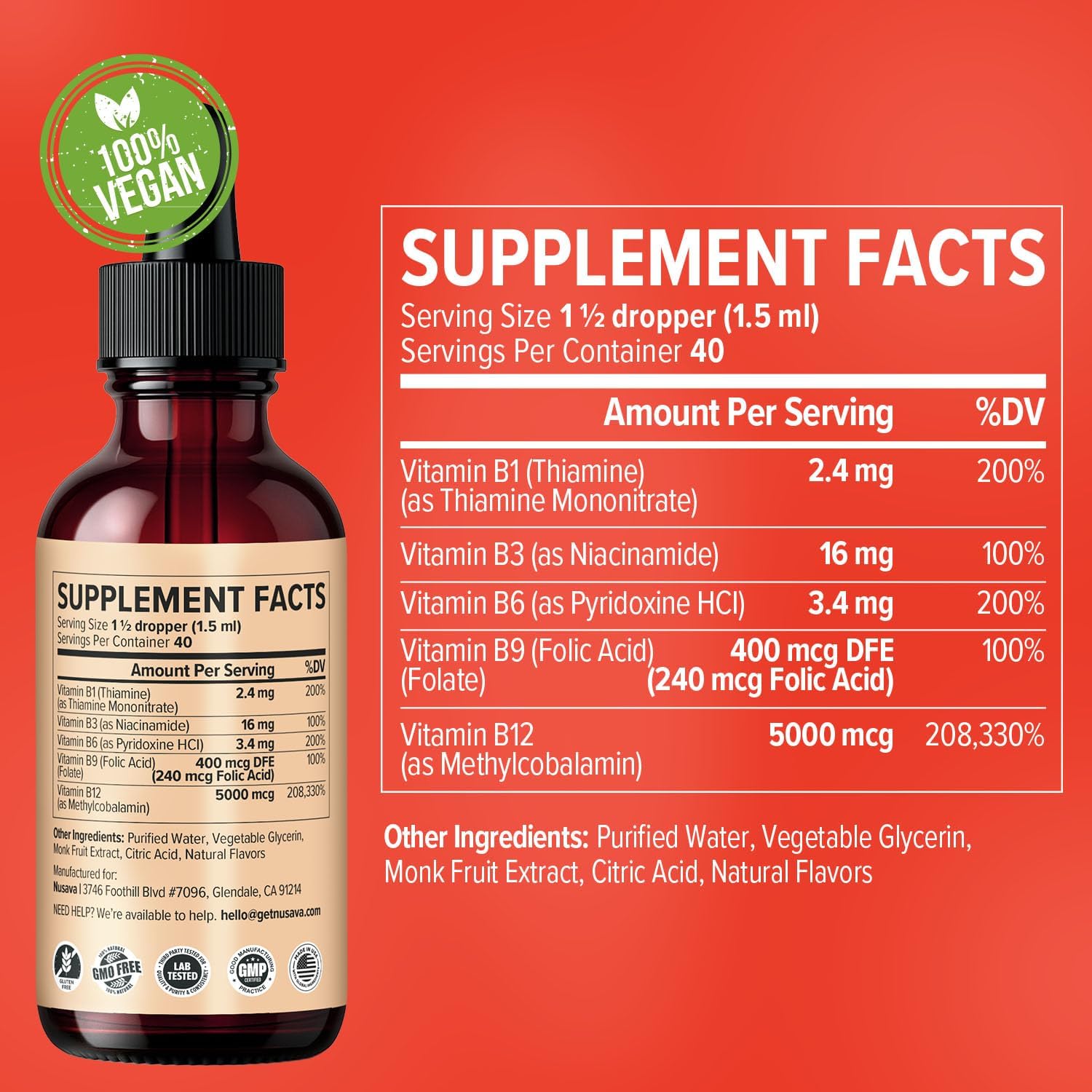 Vitamin B12 Liquid Drops - Blood Orange Flavor