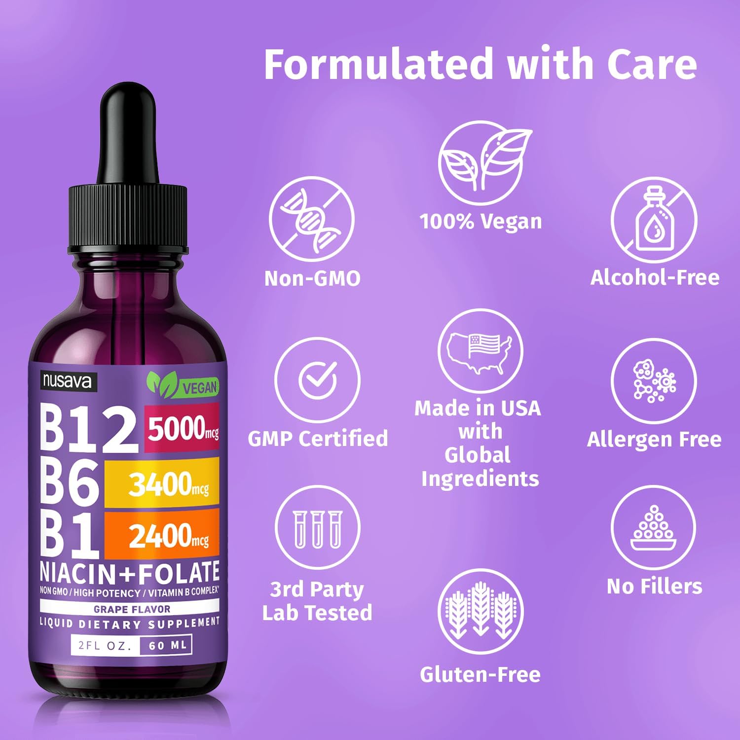 Vitamin B12 Liquid Drops - Grape Flavor