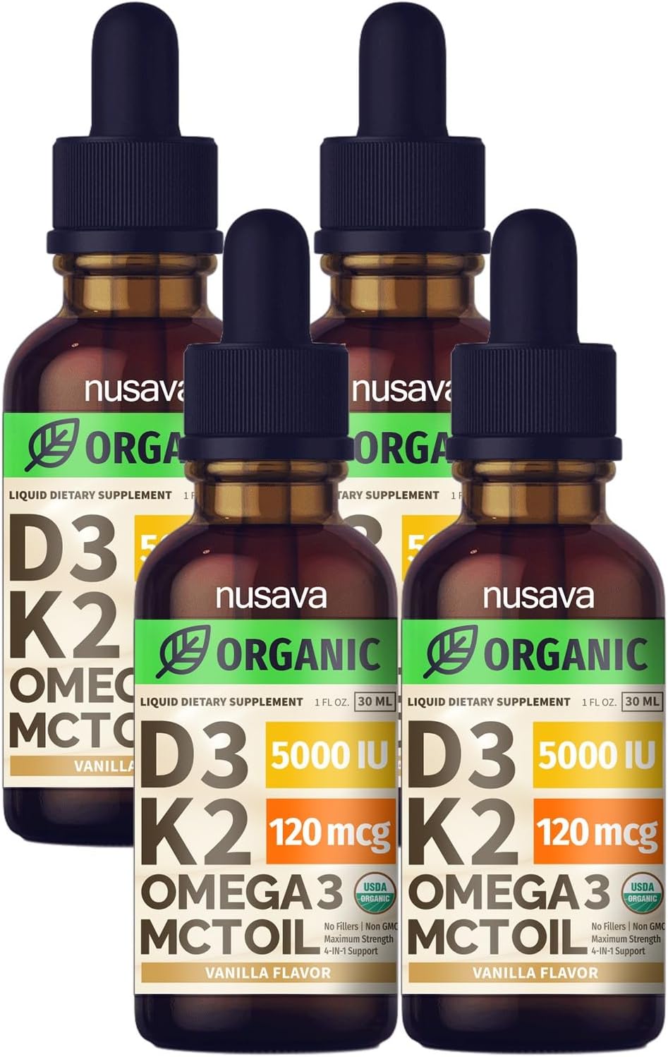 Organic Vitamin D3 K2 Drops with MCT Oil & Omega 3