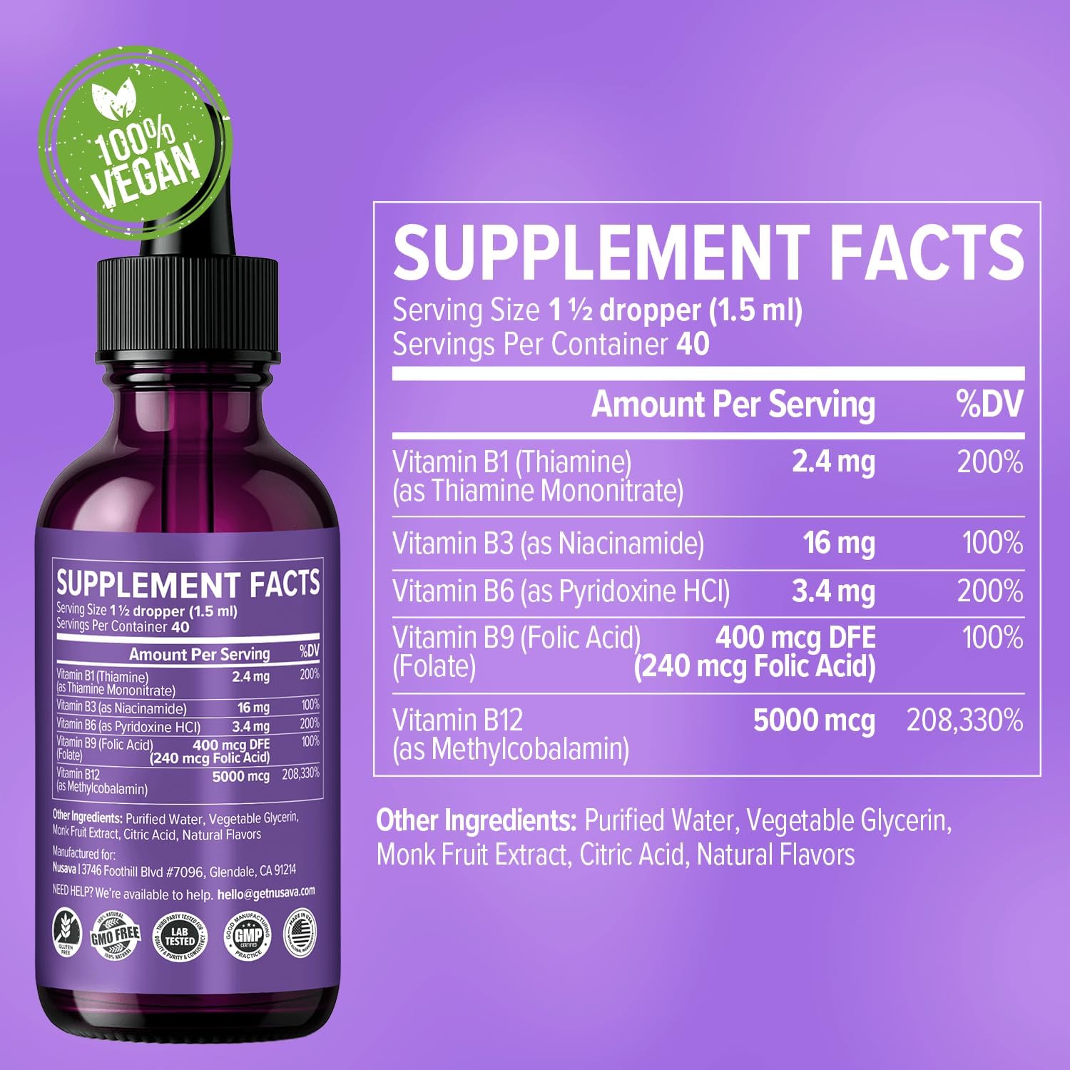 Vitamin B12 Liquid Drops - Grape Flavor