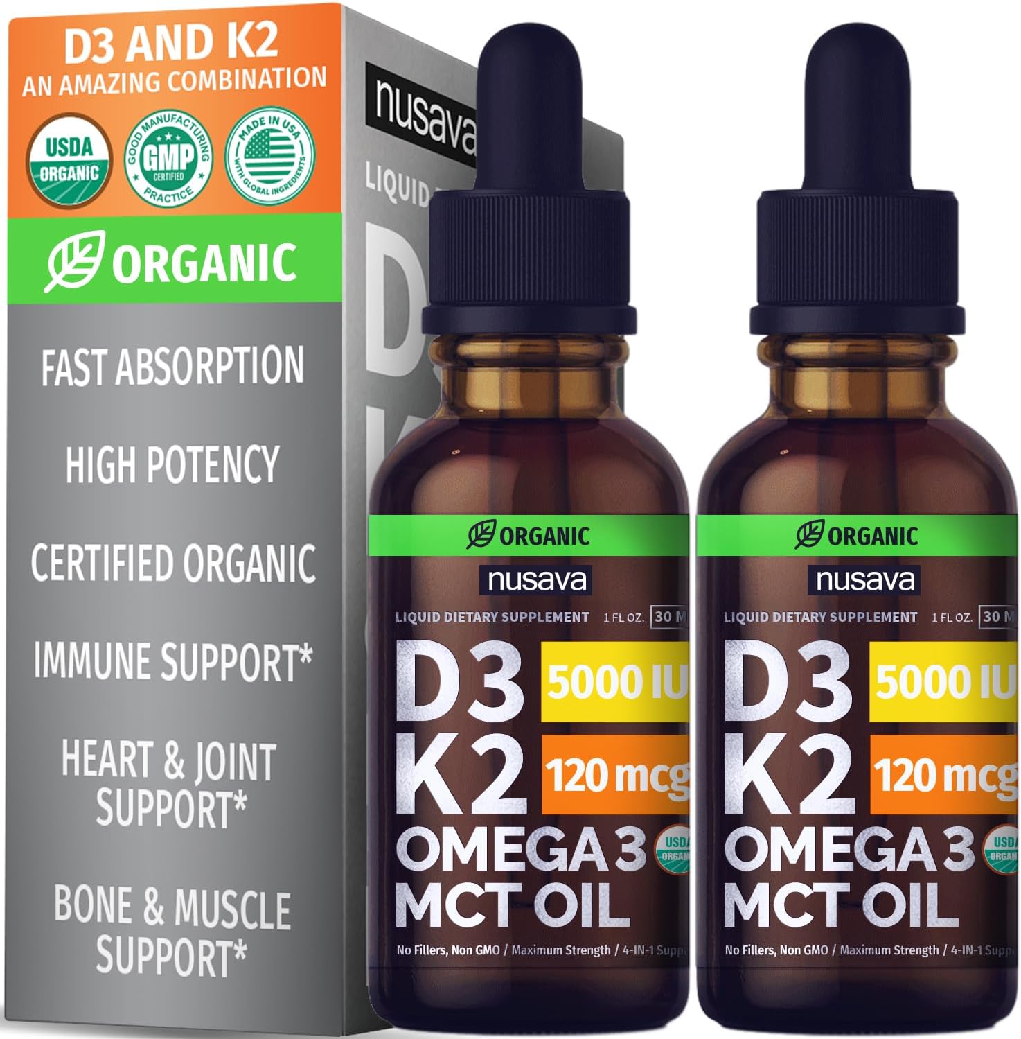 Unflavored D3 K2, Strawberry Flavored D3 K2, & Vitamin B12 Liquid Drops Bundle - Potent Liquid Vitamins for Heart, Joint, Energy, & Immune Support - Non-GMO, Gluten-Free