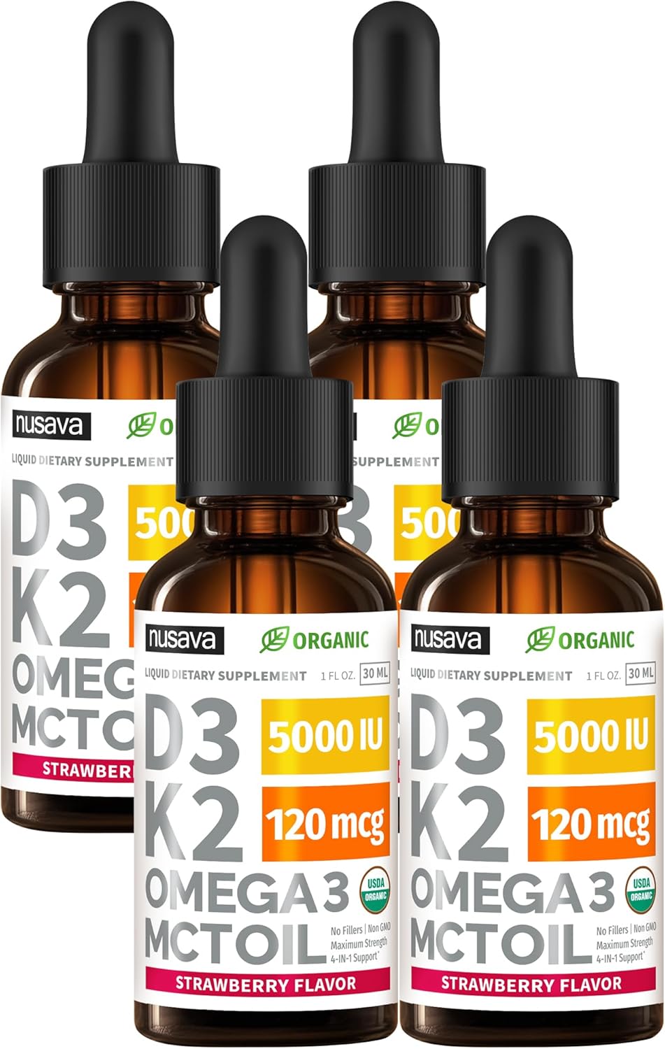 Organic Vitamin D3 K2 Drops with MCT Oil & Omega 3