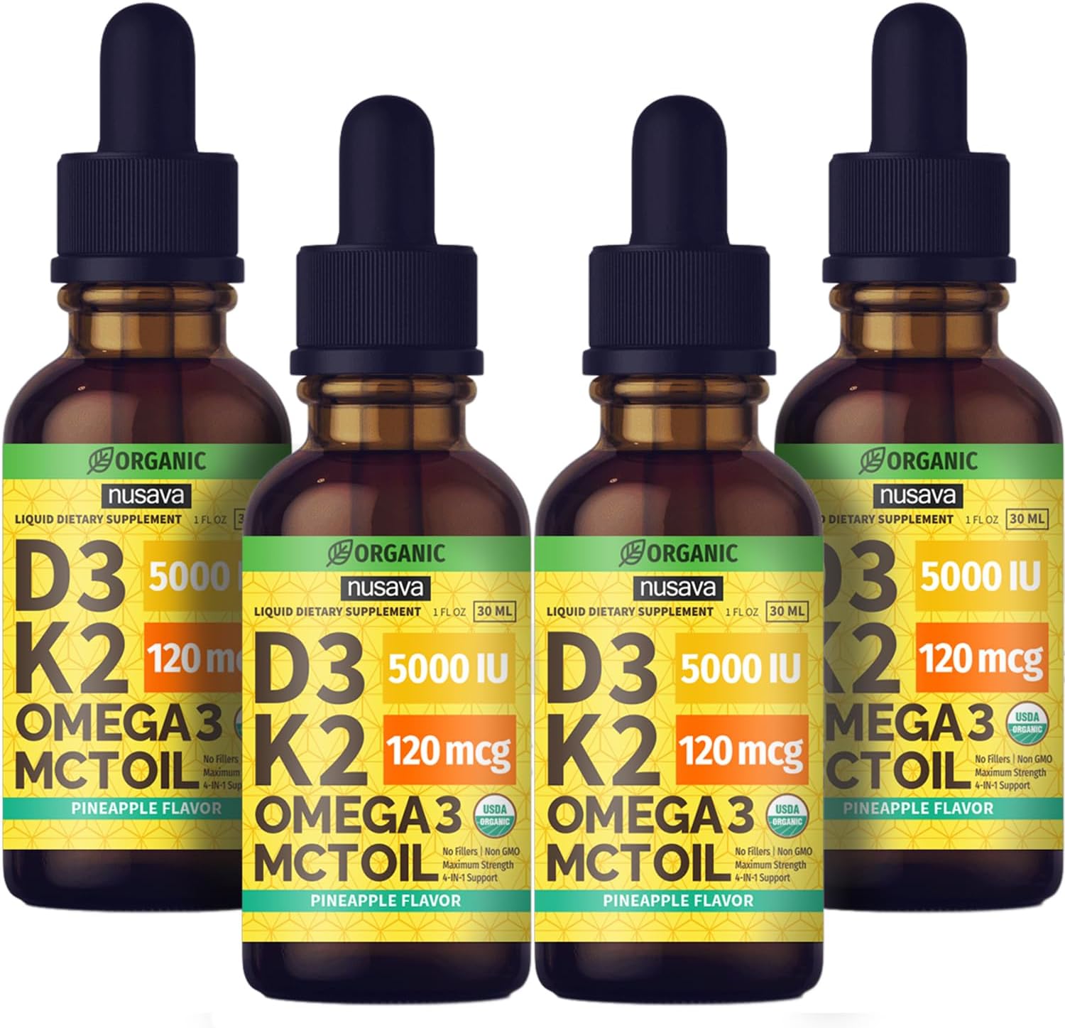 Organic Vitamin D3 K2 Drops with MCT Oil & Omega 3