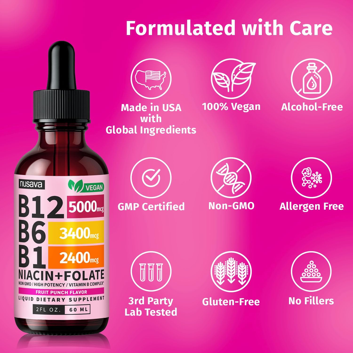 Vitamin B12 Liquid Drops - Fruit Punch Flavor