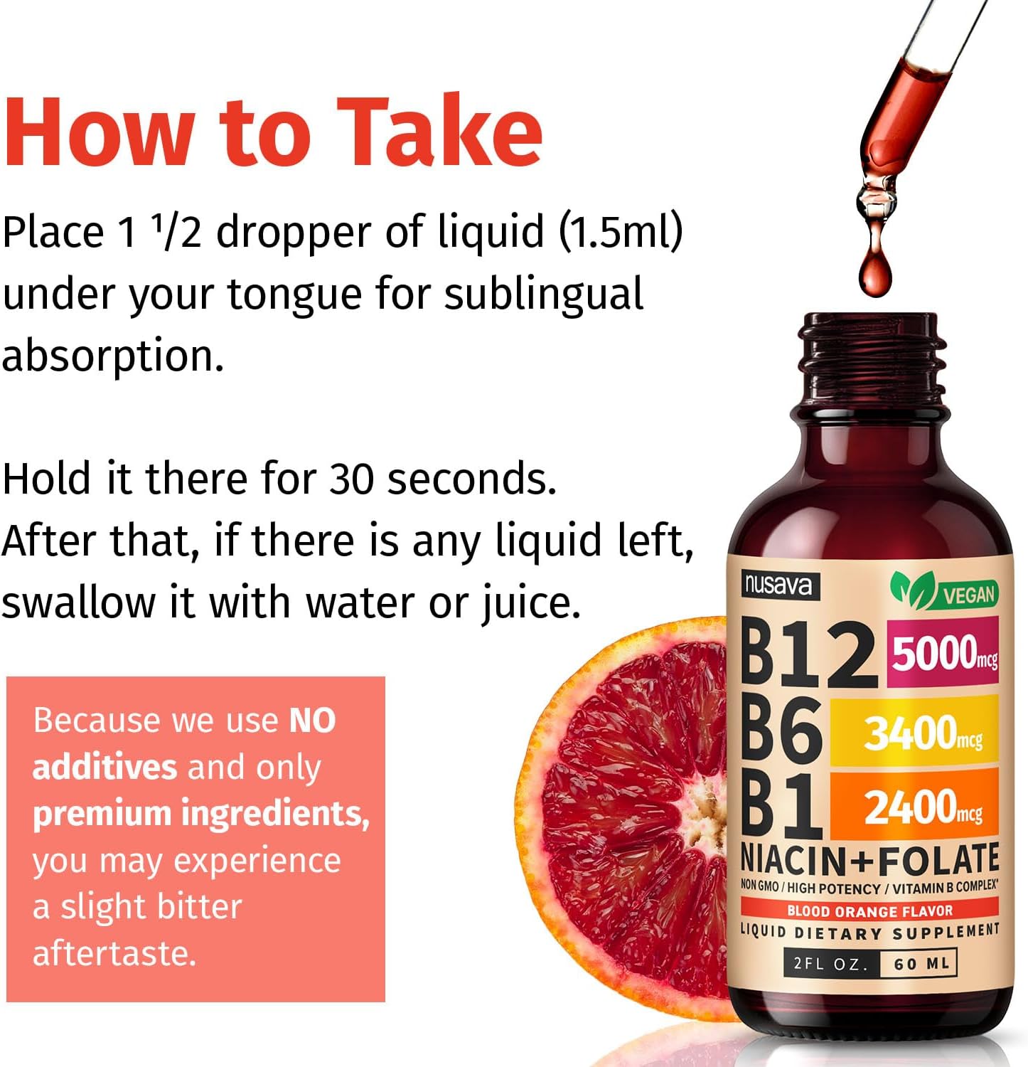 Vitamin B12 Liquid Drops - Blood Orange Flavor