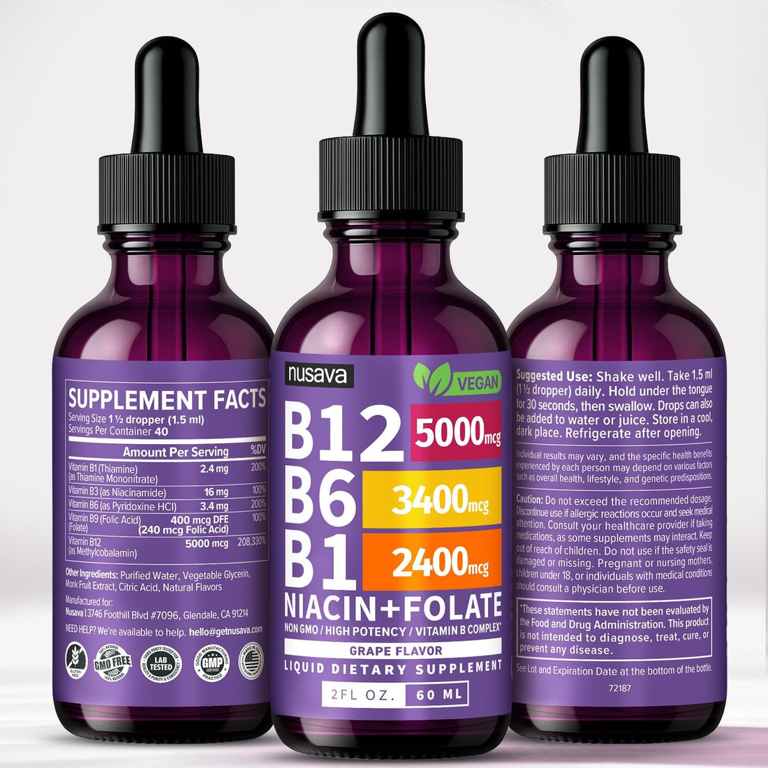 Vitamin B12 Liquid Drops - Grape Flavor