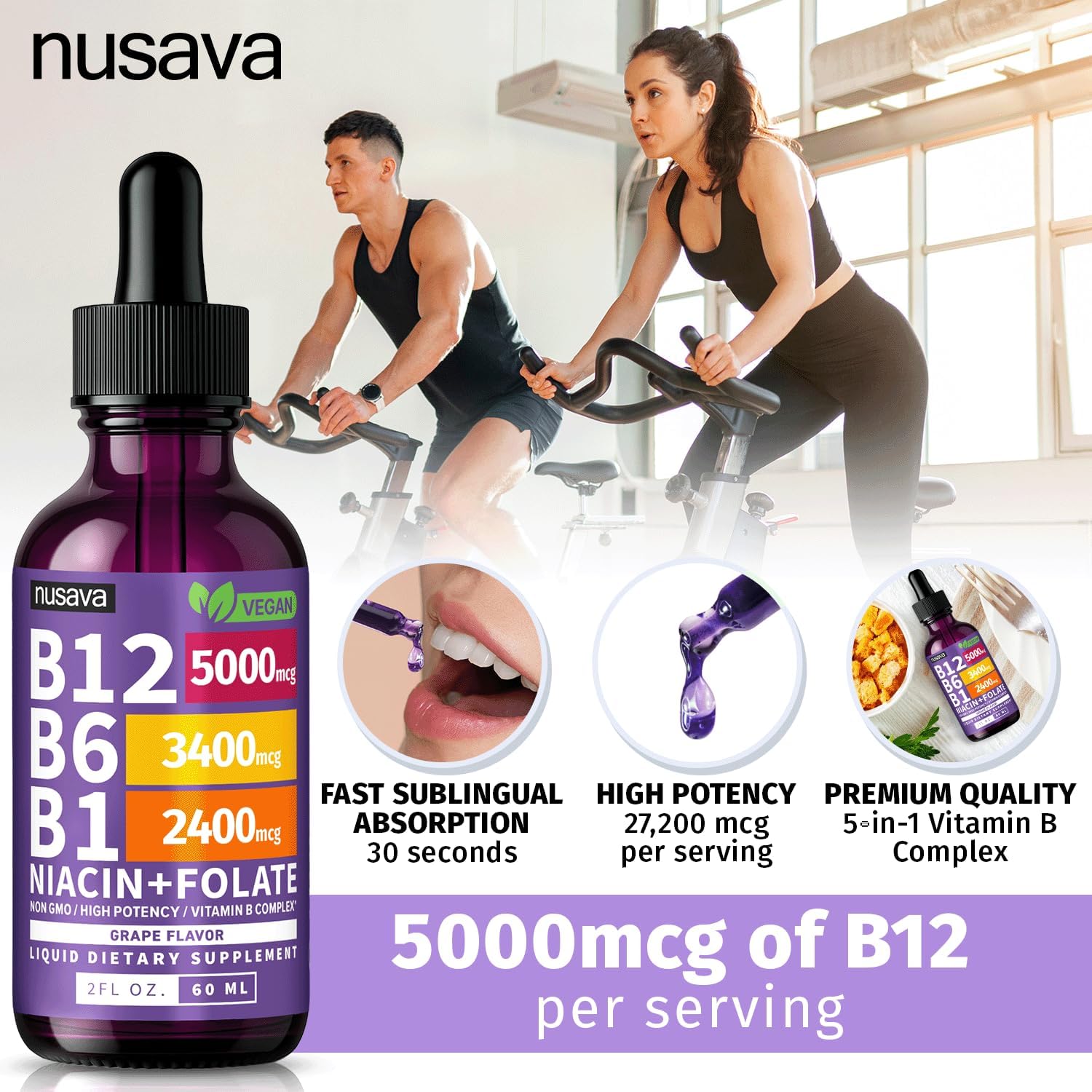 Vitamin B12 Liquid Drops - Grape Flavor