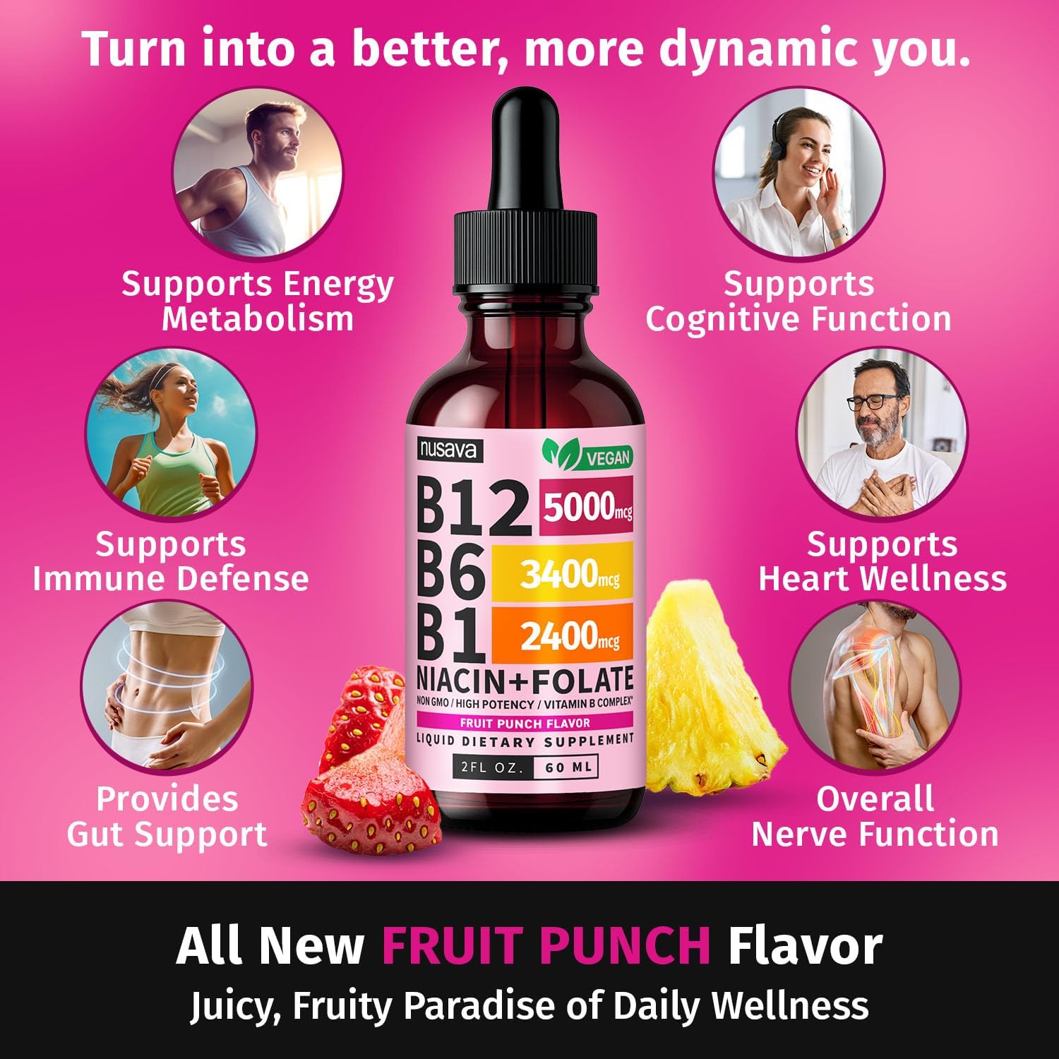 Vitamin B12 Liquid Drops - Fruit Punch Flavor