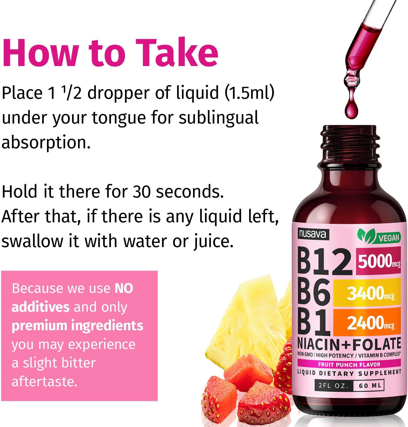 Vitamin B12 Liquid Drops - Fruit Punch Flavor
