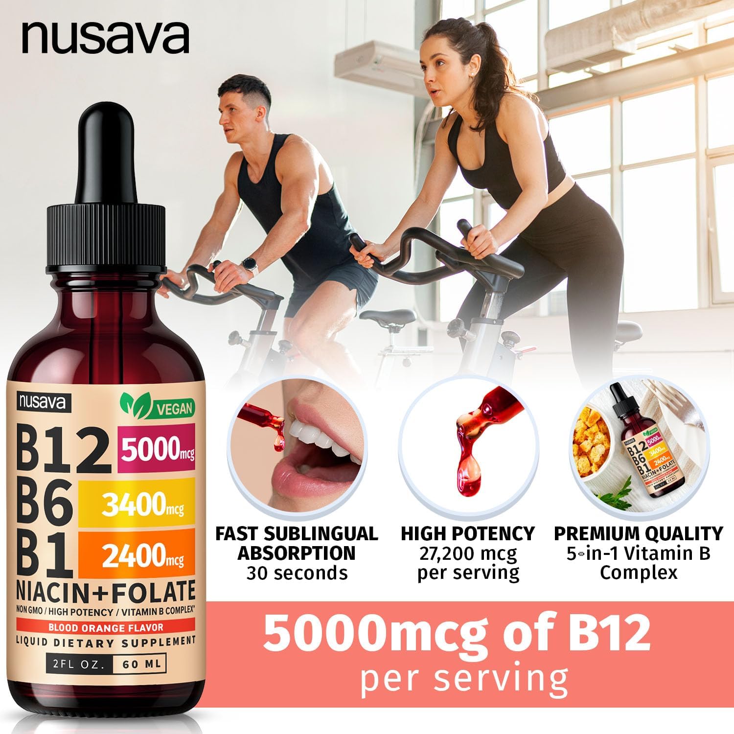 Vitamin B12 Liquid Drops - Blood Orange Flavor
