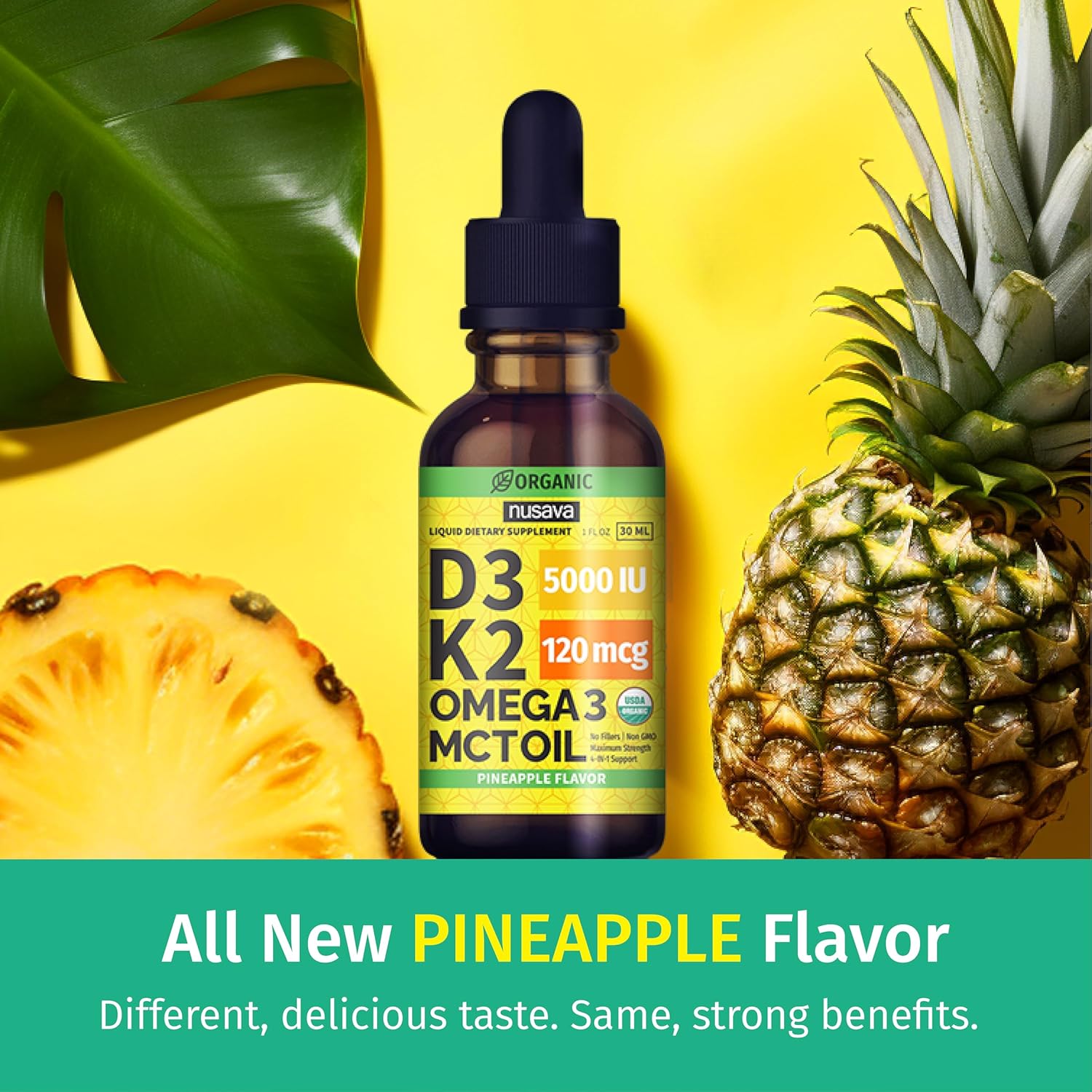 Organic Vitamin D3 K2 Drops with MCT Oil & Omega 3