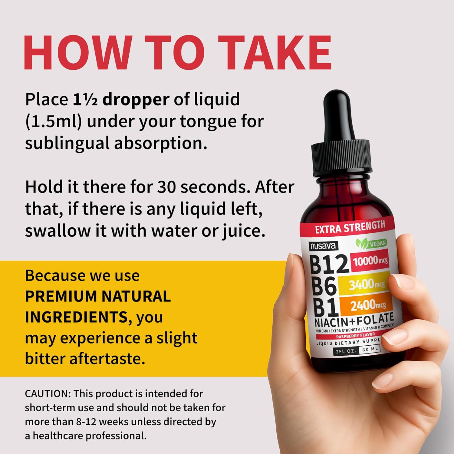 Vitamin B12 Liquid Drops - Raspberry Flavor-Extra Strength