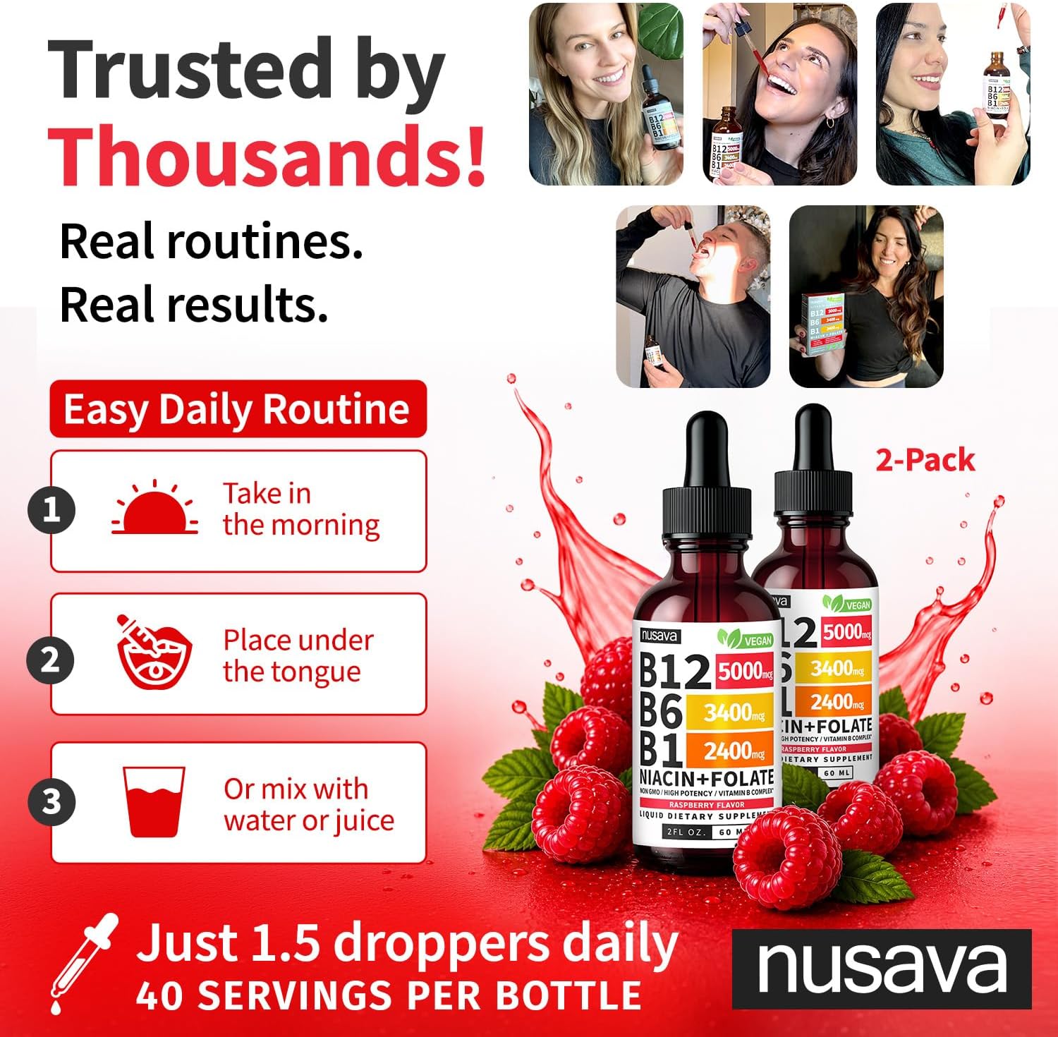Vitamin B12 and B6 Liquid Drops, B12 Sublingual Vitamin B Complex