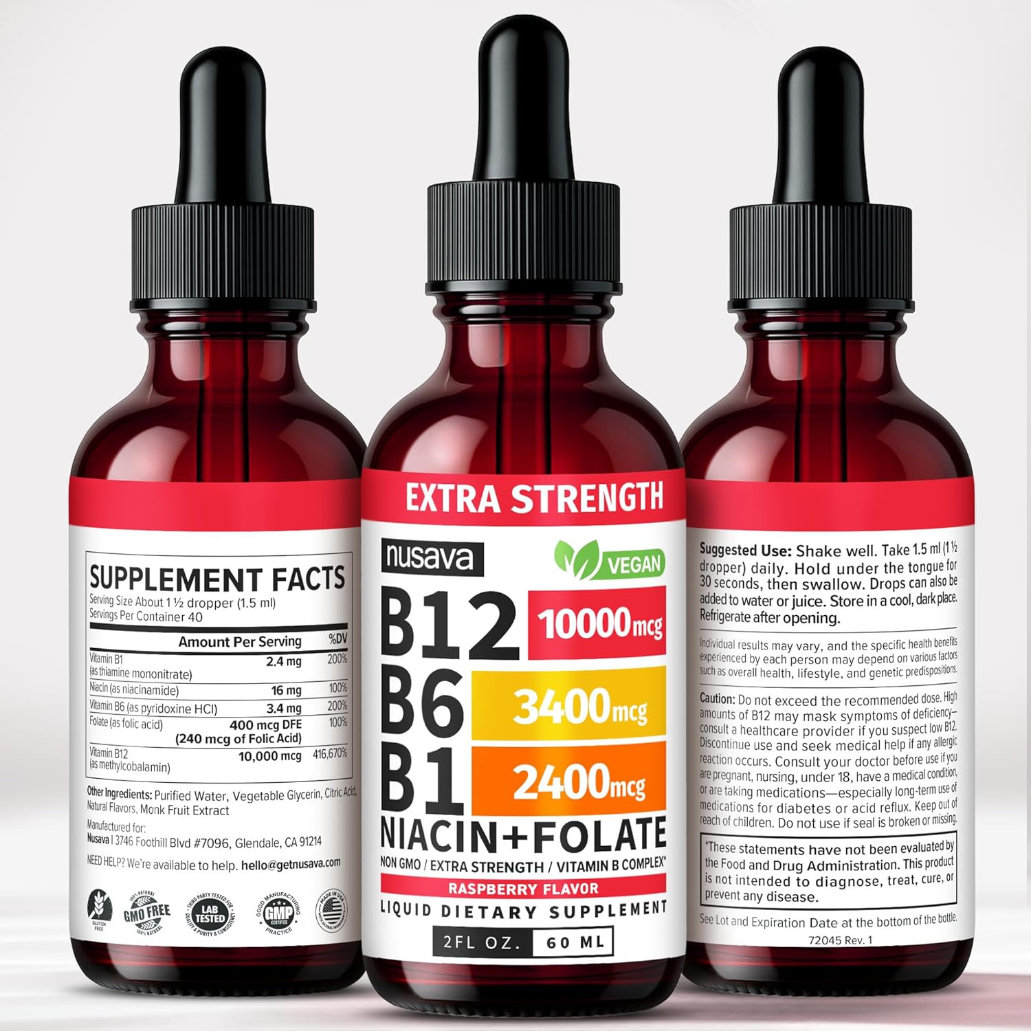 Vitamin B12 Liquid Drops - Raspberry Flavor-Extra Strength