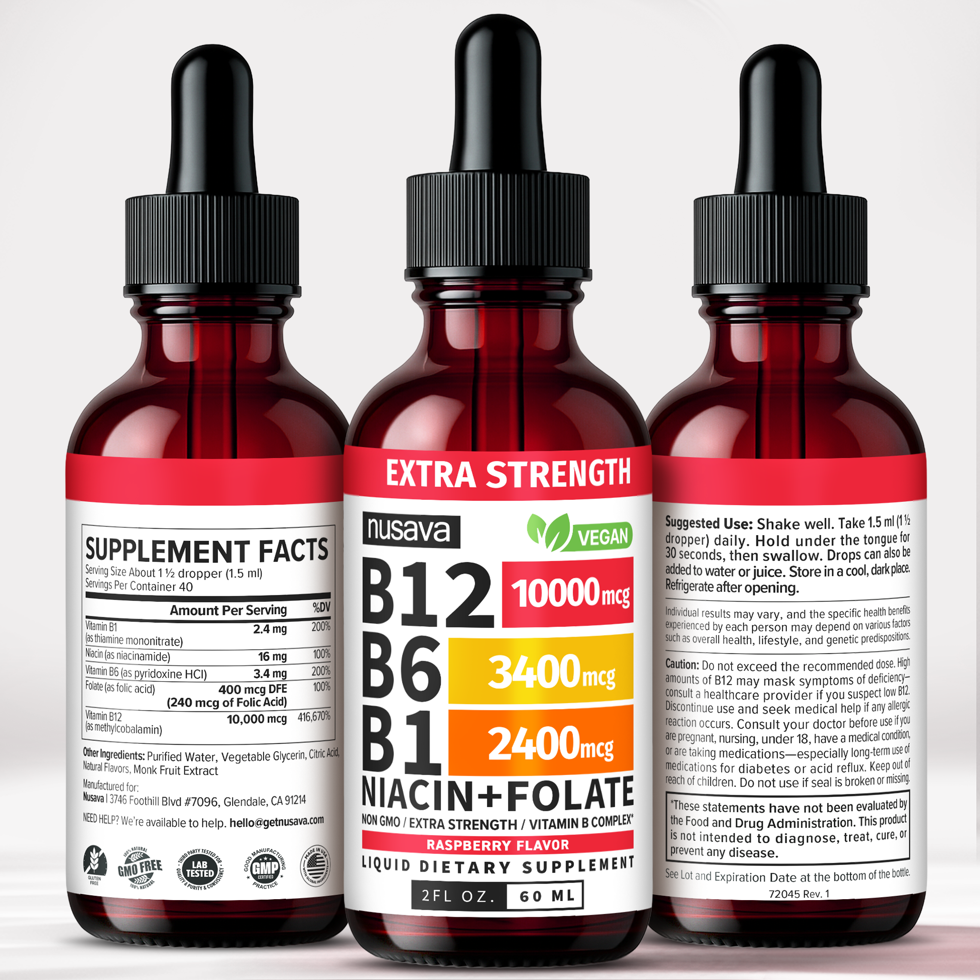 Vitamin B12 and B6 Liquid Drops, B12 Sublingual Vitamin B Complex - B 12 Vitamin 5000mcg - B12 Methylcobalamin for Energy, Brain, and Heart Support with 27,200 mcg