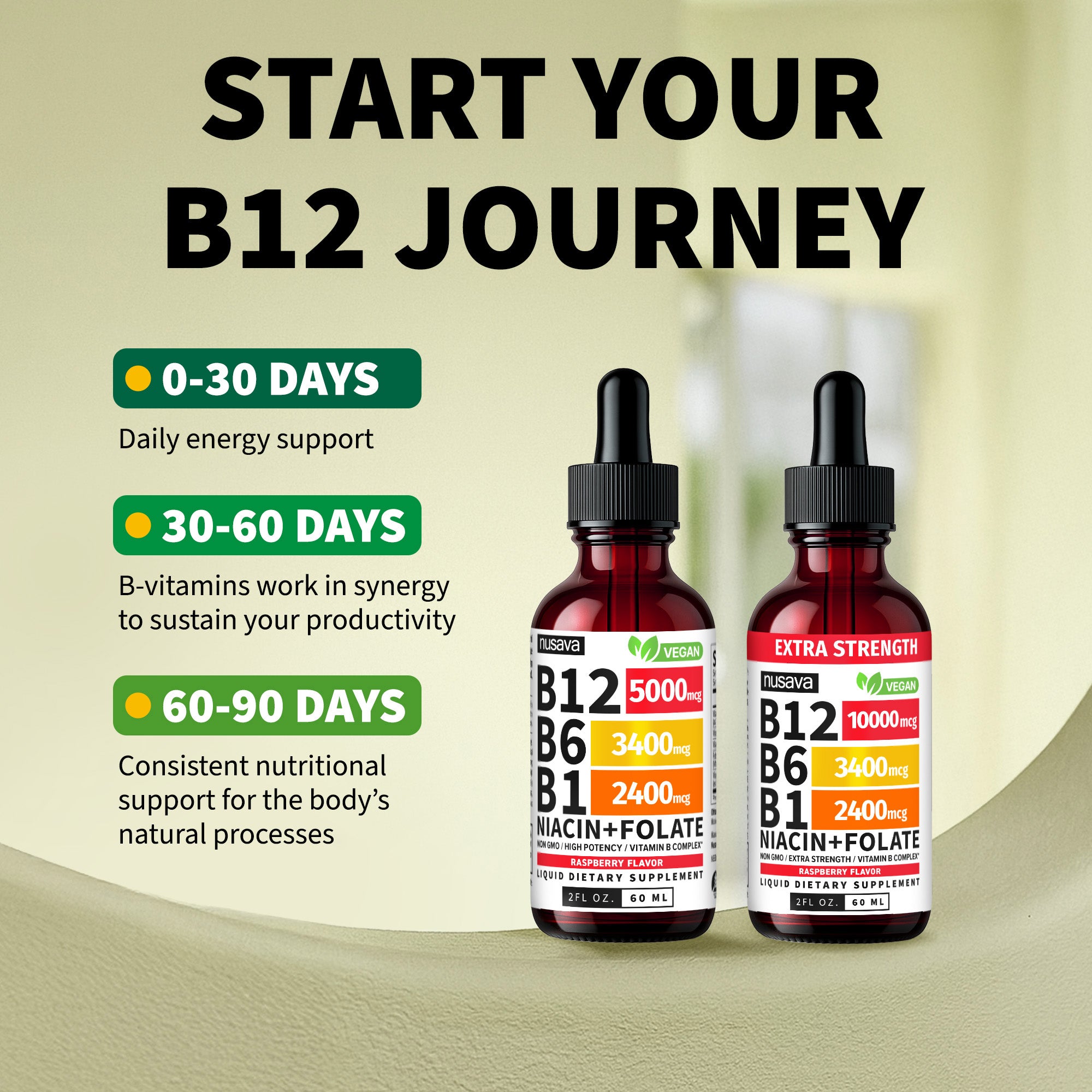 Vitamin B12 and B6 Liquid Drops, B12 Sublingual Vitamin B Complex - B 12 Vitamin 5000mcg - B12 Methylcobalamin for Energy, Brain, and Heart Support with 27,200 mcg