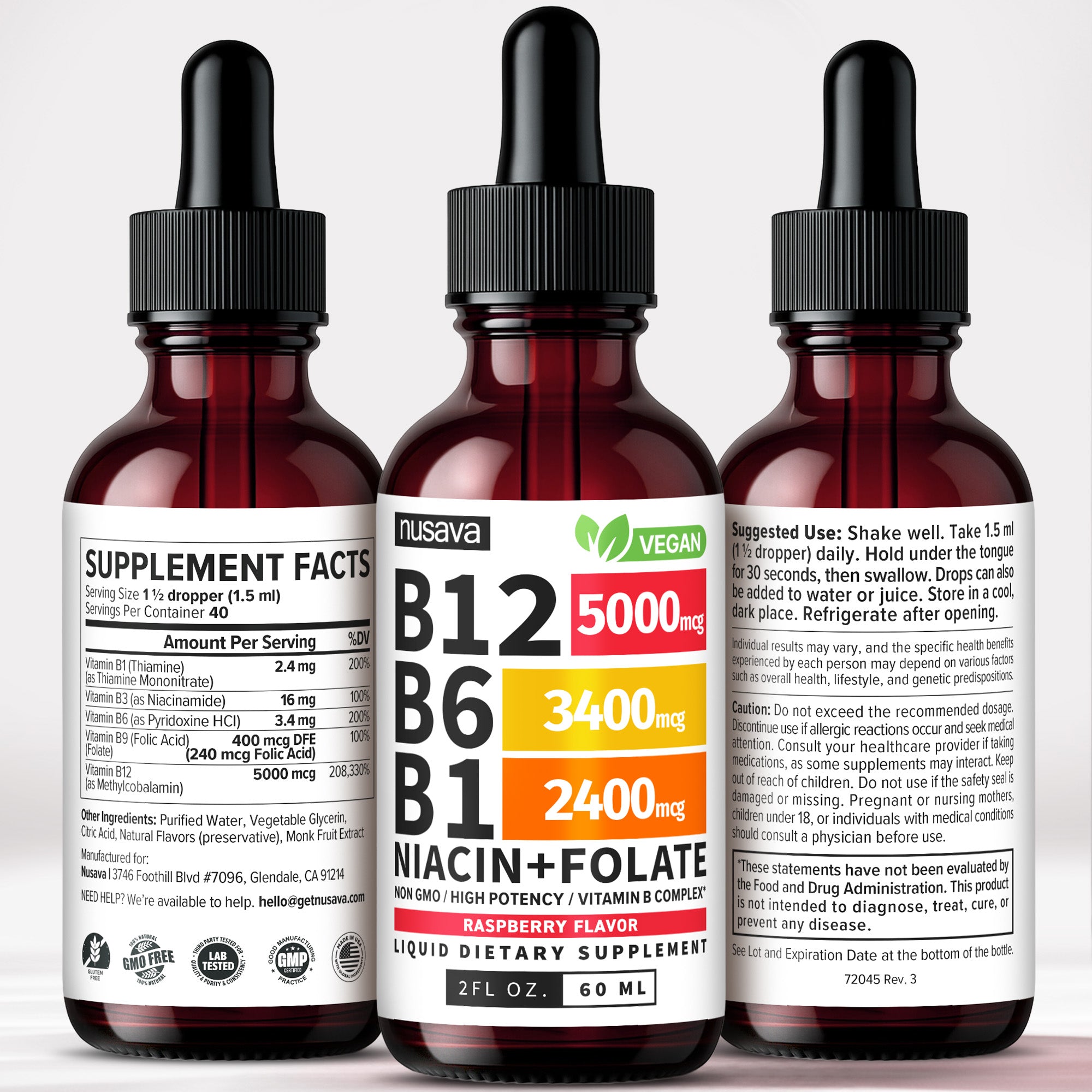 Vitamin B12 and B6 Liquid Drops, B12 Sublingual Vitamin B Complex - B 12 Vitamin 5000mcg - B12 Methylcobalamin for Energy, Brain, and Heart Support with 27,200 mcg