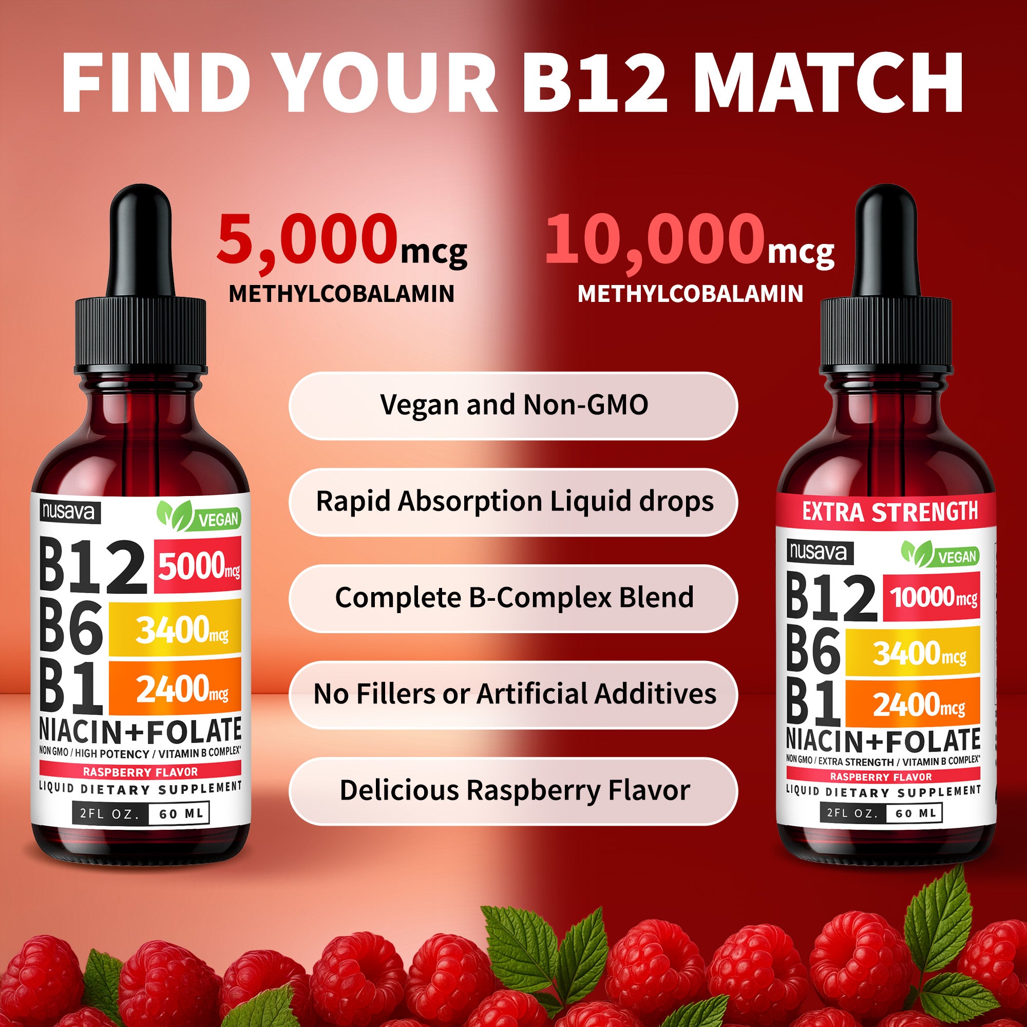 Vitamin B12 and B6 Liquid Drops, B12 Sublingual Vitamin B Complex - B 12 Vitamin 5000mcg - B12 Methylcobalamin for Energy, Brain, and Heart Support with 27,200 mcg