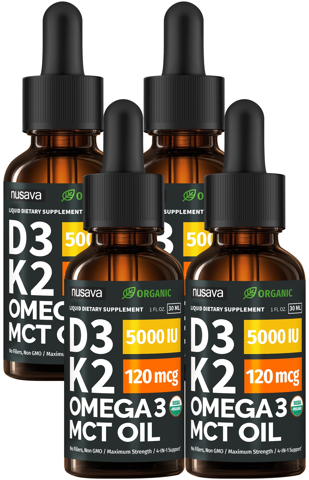 Organic Vitamin D3 K2 Drops with MCT Oil & Omega 3