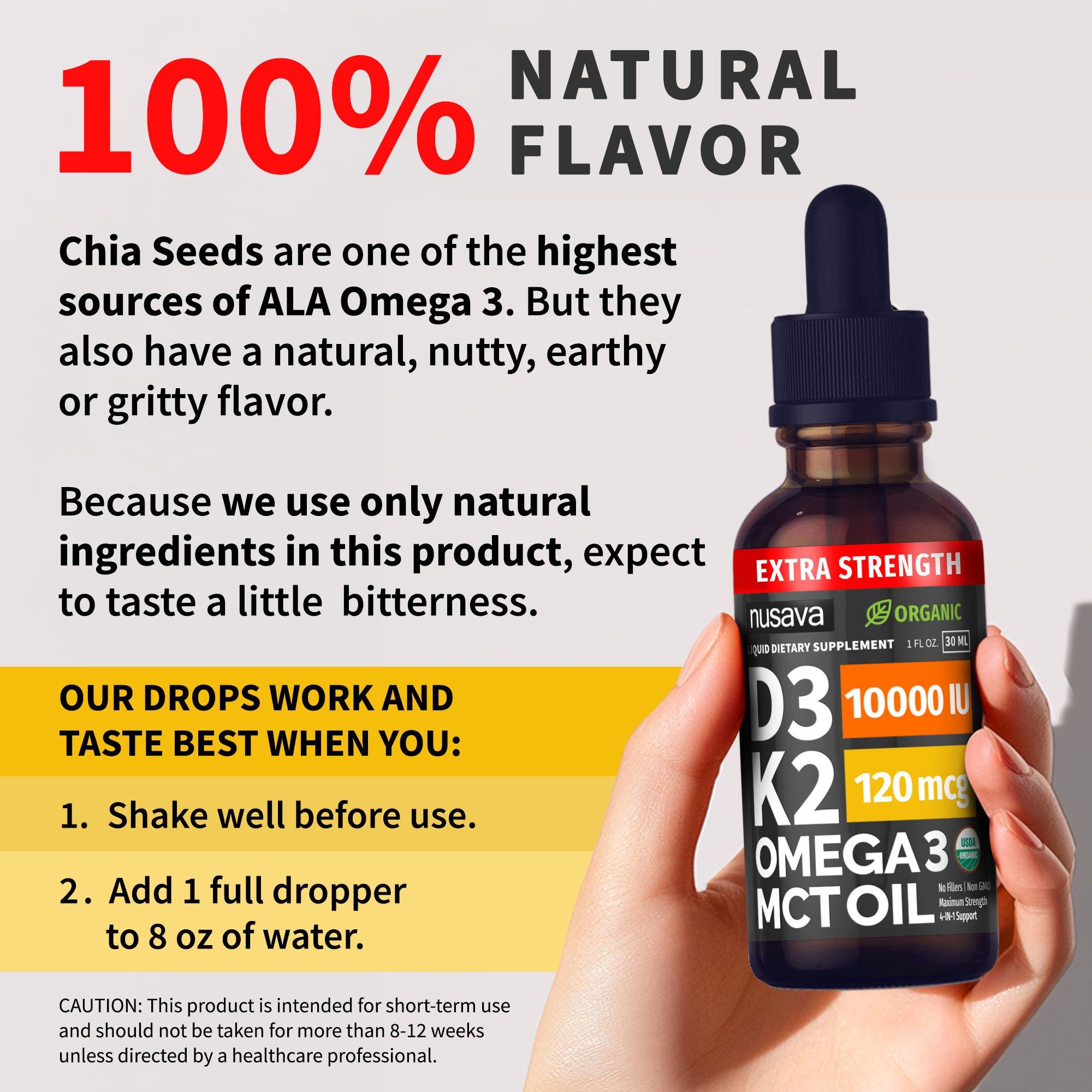 Organic Vitamin D3 K2 Drops with MCT Oil & Omega 3