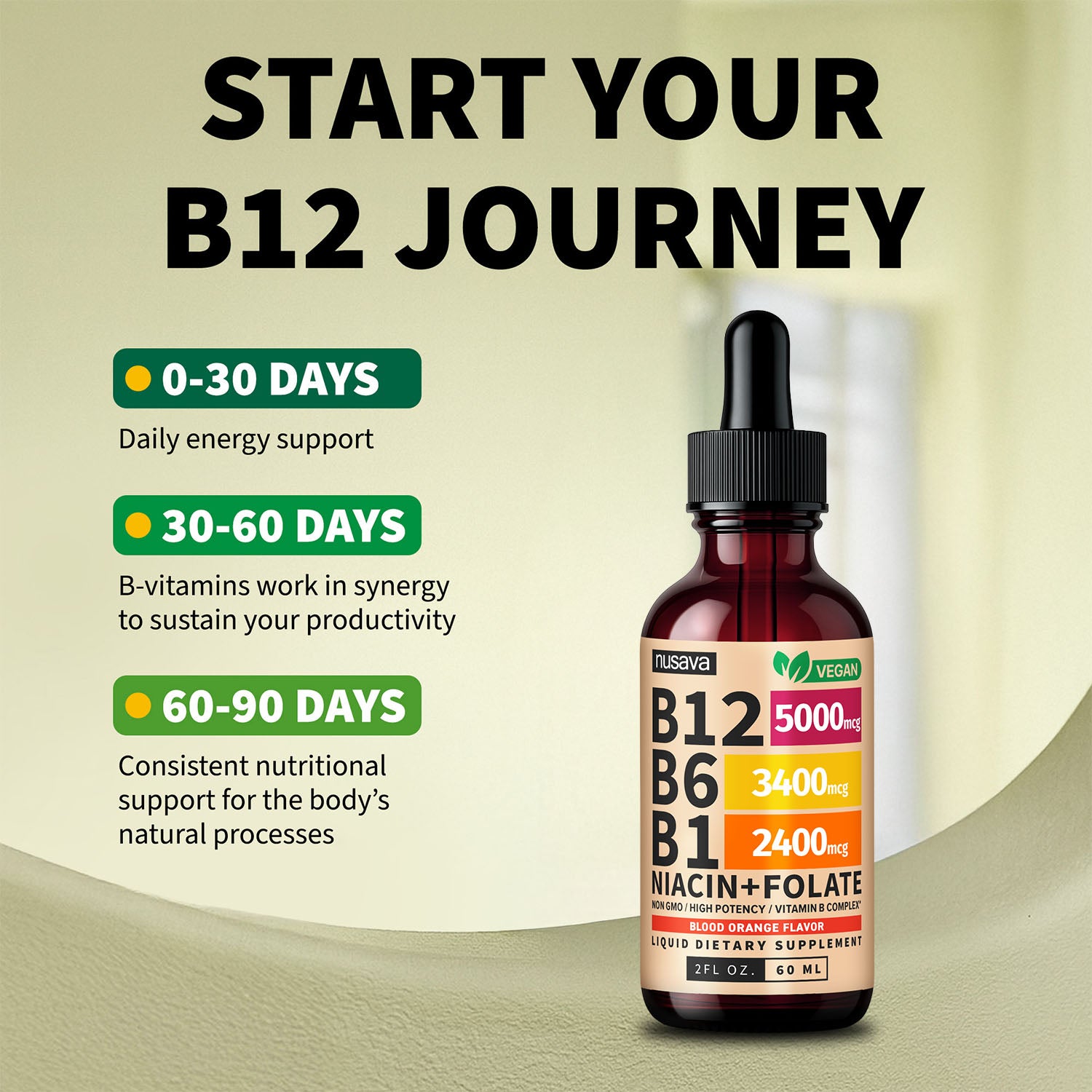 Vitamin B12 and B6 Liquid Drops, B12 Sublingual Vitamin B Complex