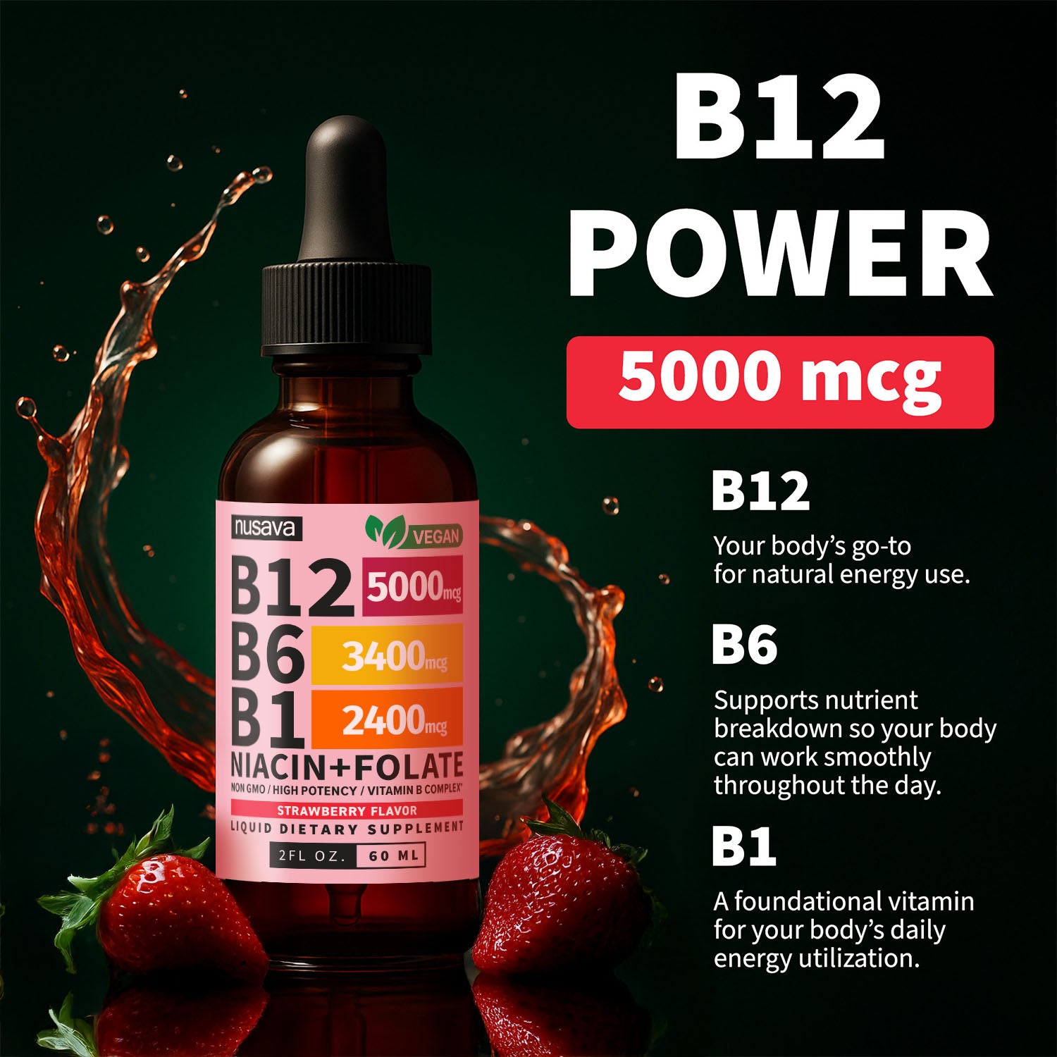 Vitamin B12 and B6 Liquid Drops, B12 Sublingual Vitamin B Complex