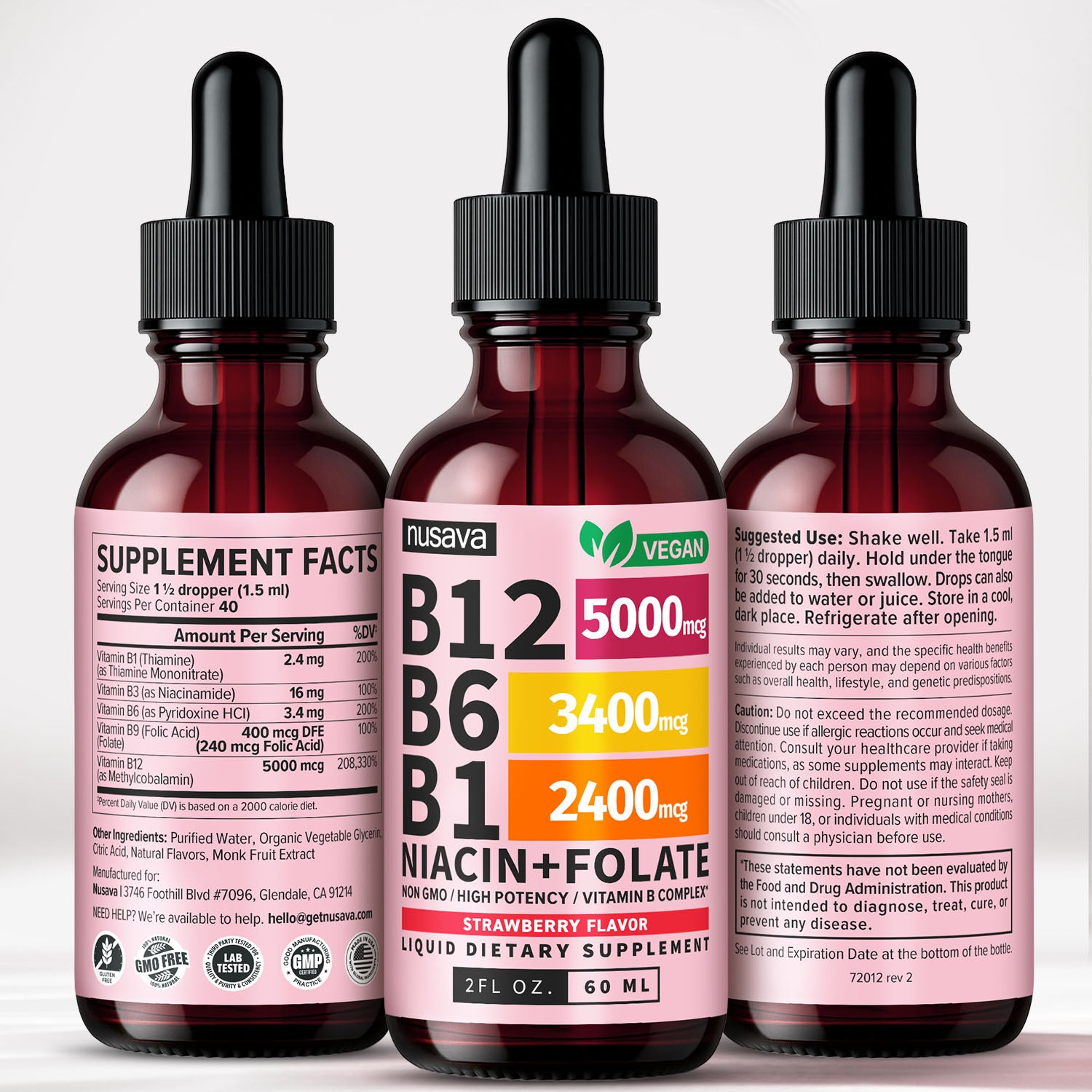 Vitamin B12 and B6 Liquid Drops, B12 Sublingual Vitamin B Complex