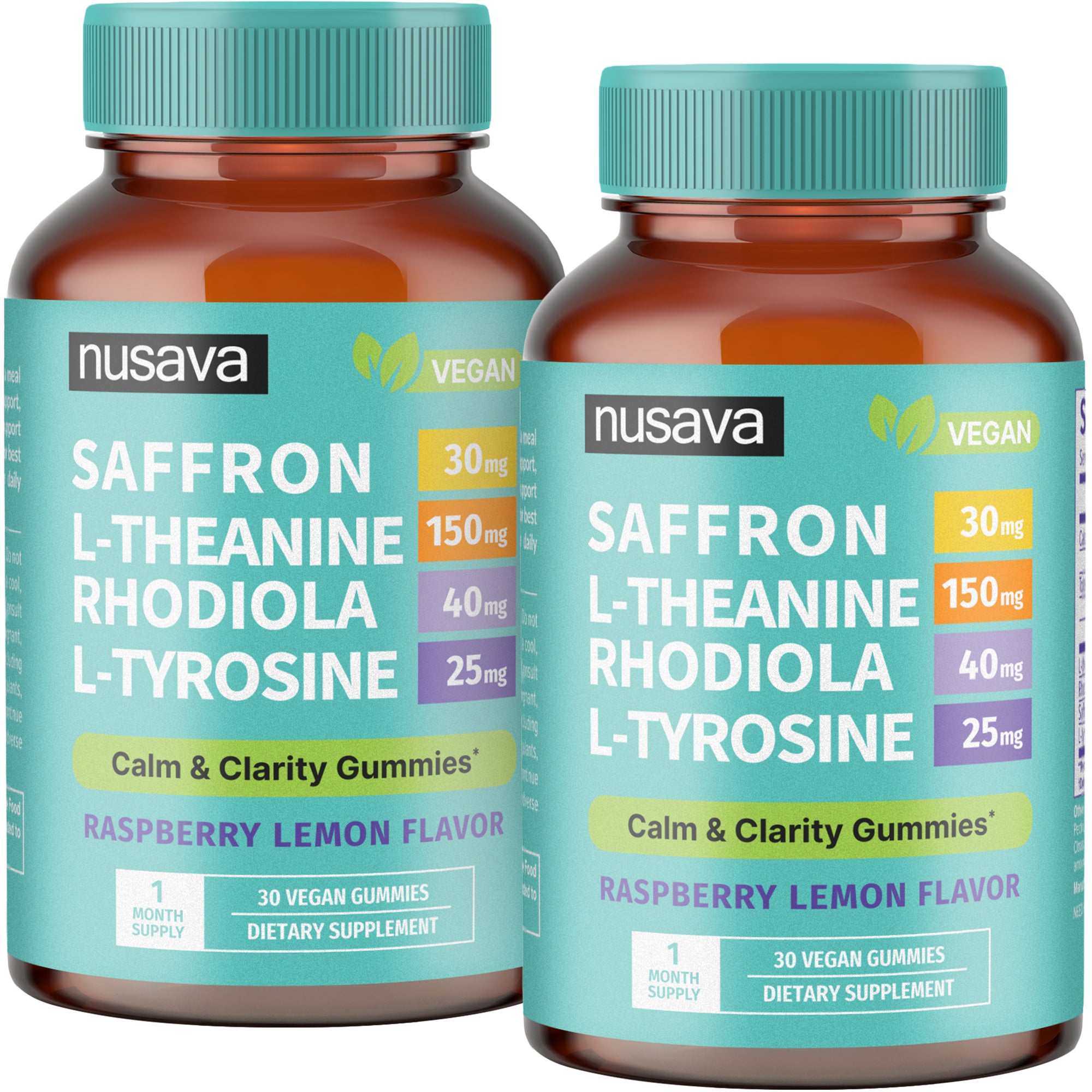 4-in-1 Saffron Blend Calm Gummies - Saffron Extract with Rhodiola Rosea Extract, L-Theanine, and L-Tyrosine for Daily Composure & Cognitive Support - Vegan Gummies