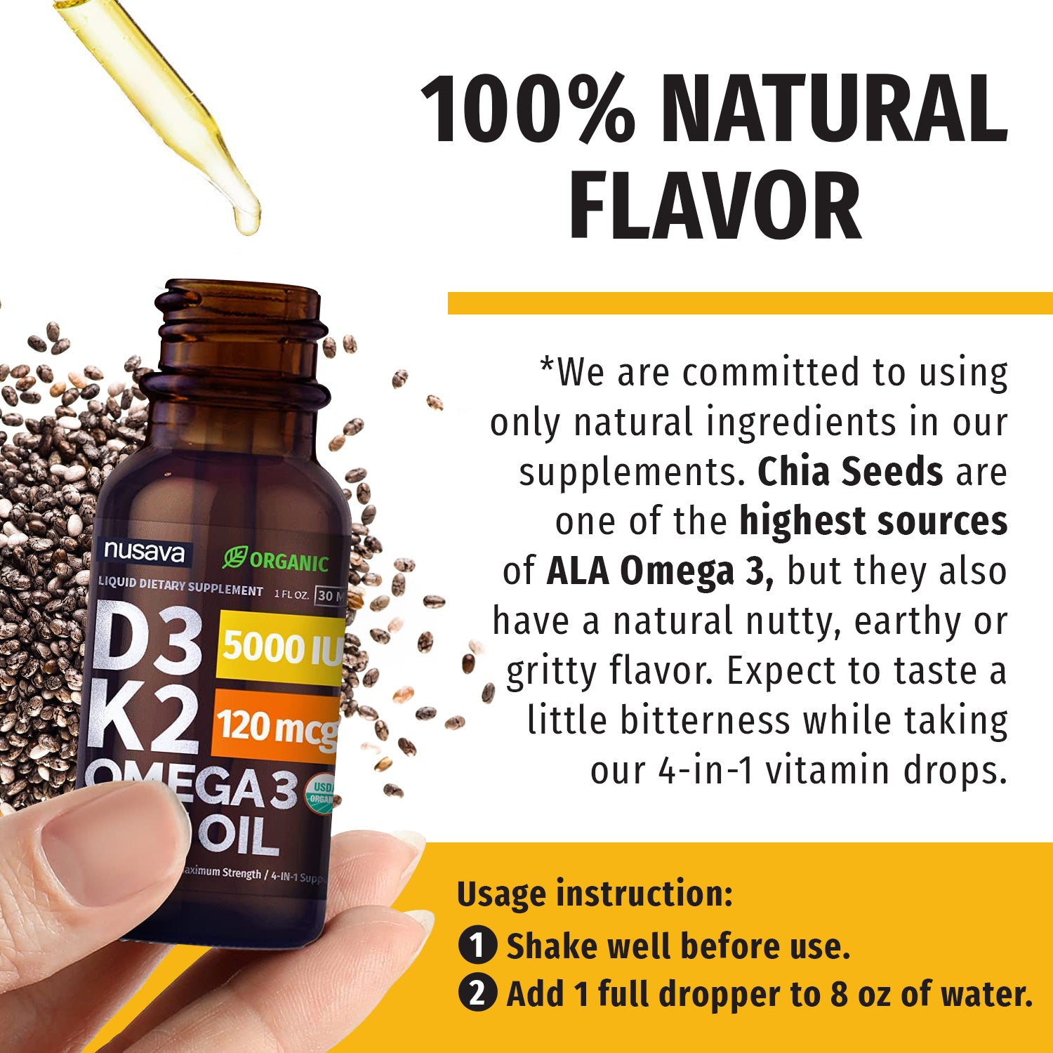 Vitamin D3 K2 Drops Unflavored & Strawberry Flavor Bundle - Maximum Strength Vitamin D Liquid 5000 IU with MCT Oil Omega 3