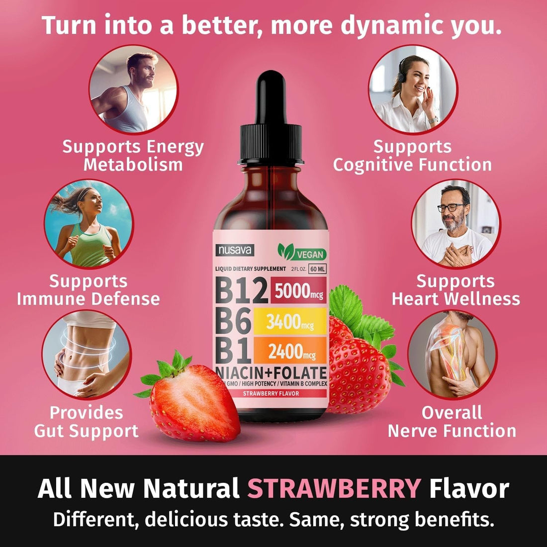 Vitamin B12 Liquid Drops - Strawberry Flavor