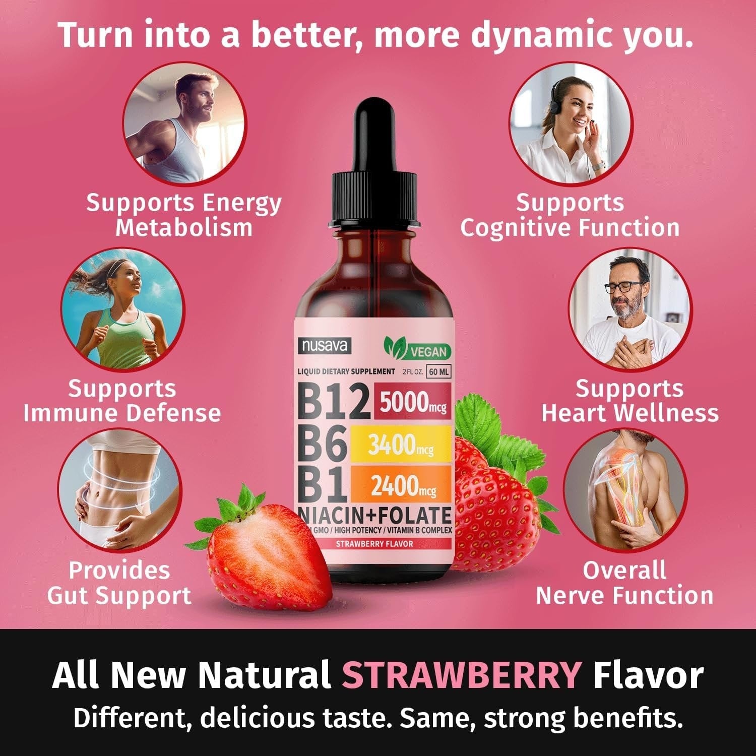 Vitamin B12 Liquid Drops - Strawberry Flavor