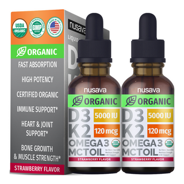 Organic Vitamin D3 K2 Drops - Strawberry Flavor
