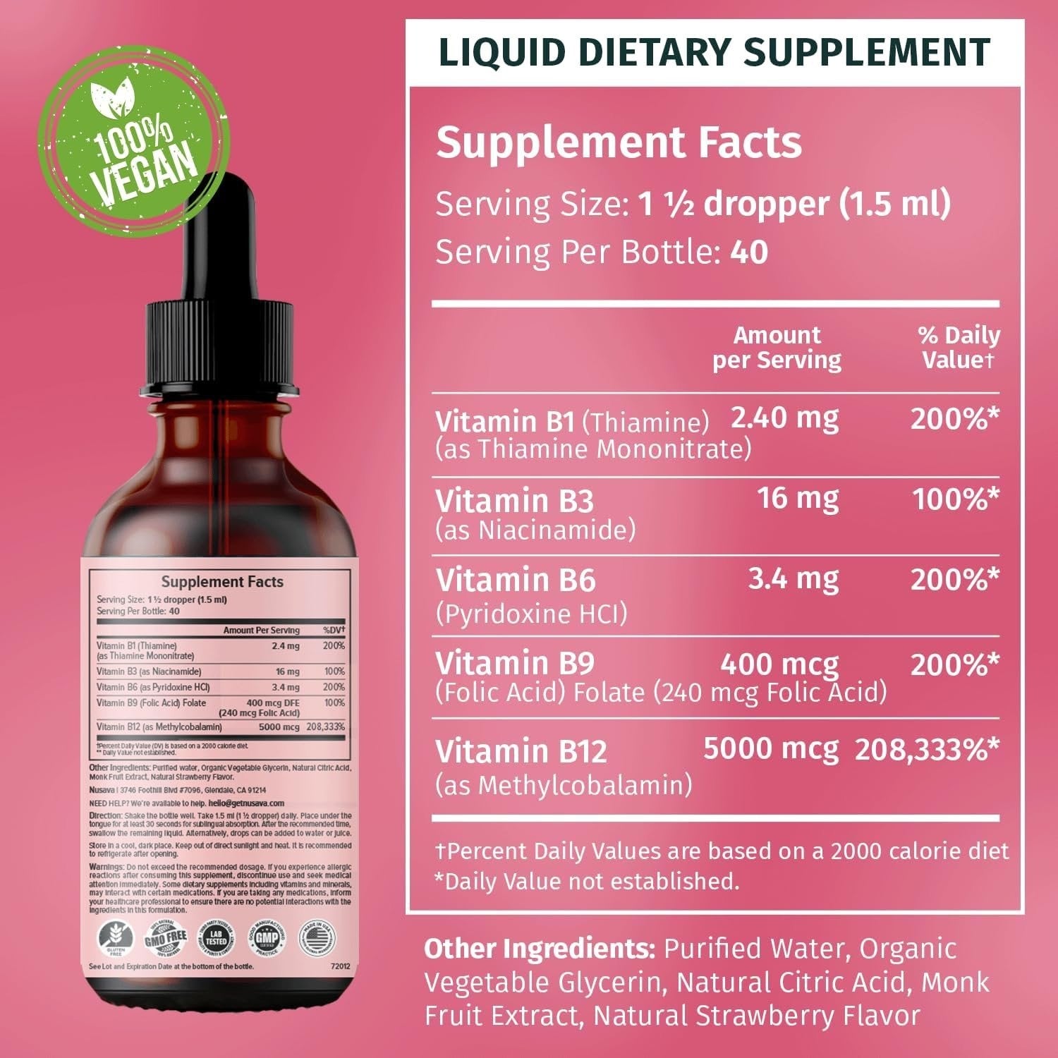 Vitamin B12 Liquid Drops - Strawberry Flavor