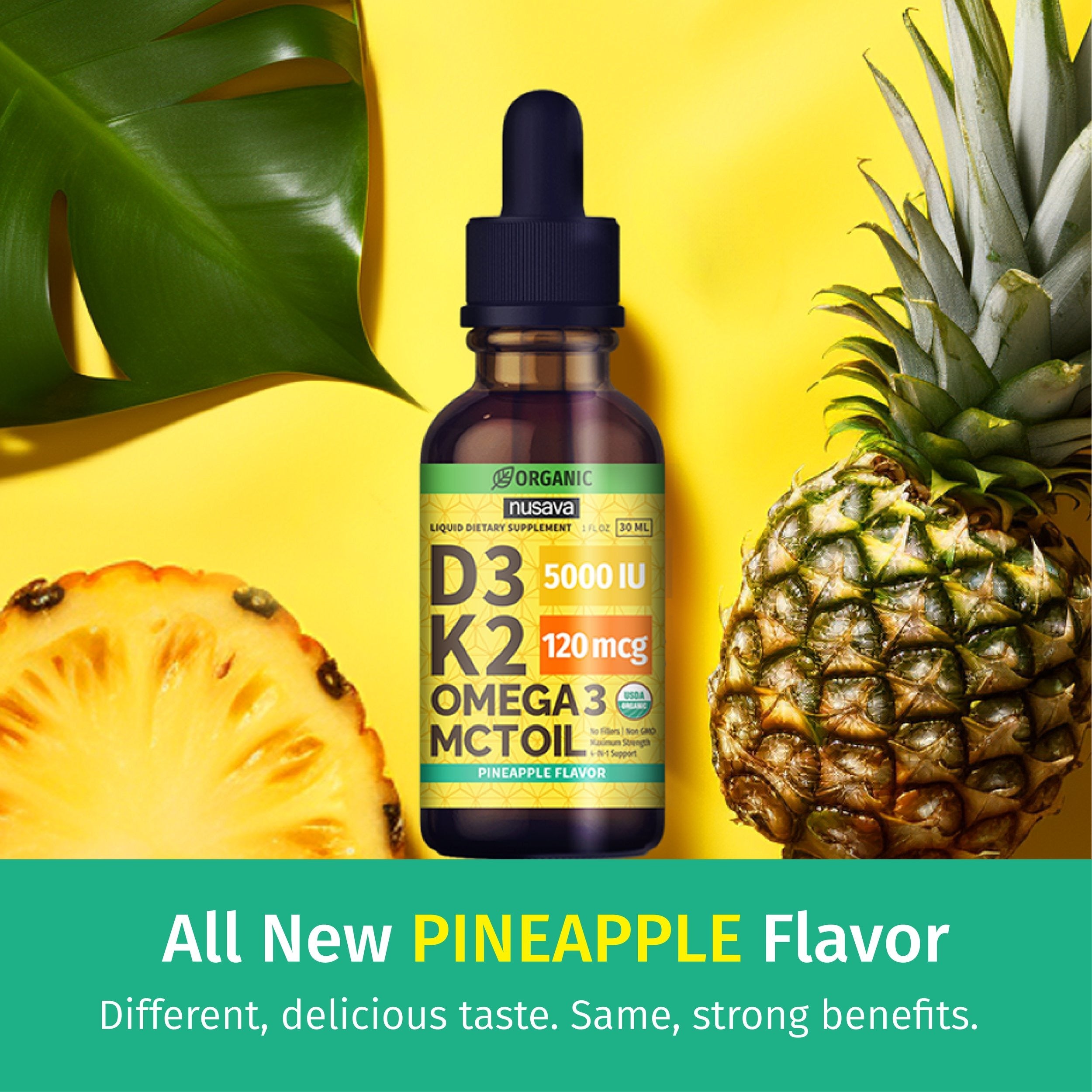Organic Vitamin D3 K2 Drops - Pineapple Flavor