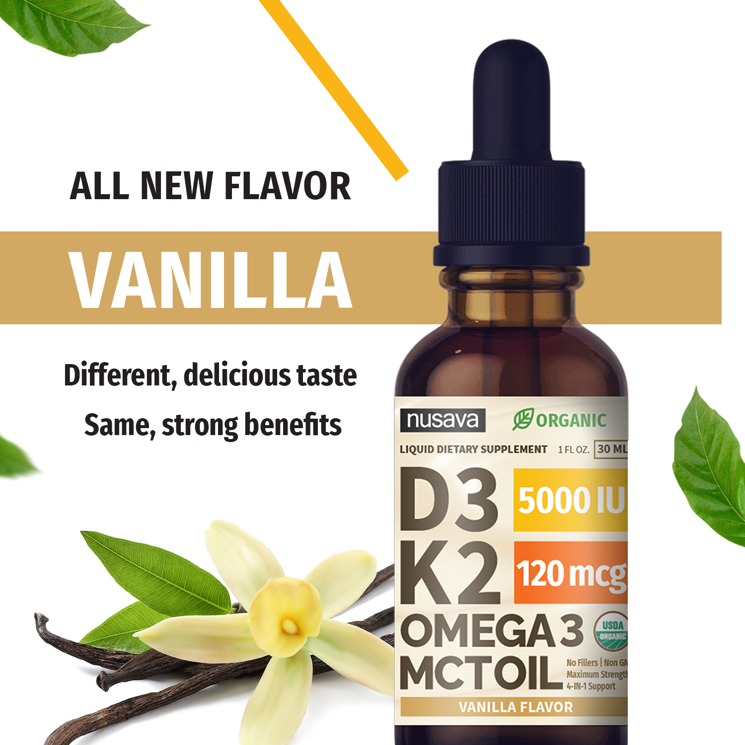 Organic Vitamin D3 K2 Drops - Vanilla Flavor