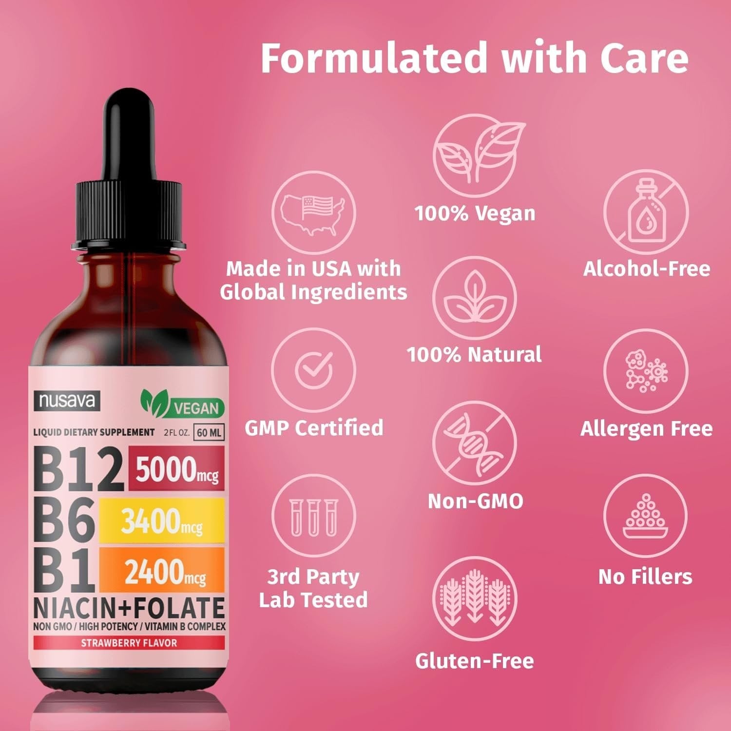 Vitamin B12 Liquid Drops - Strawberry Flavor