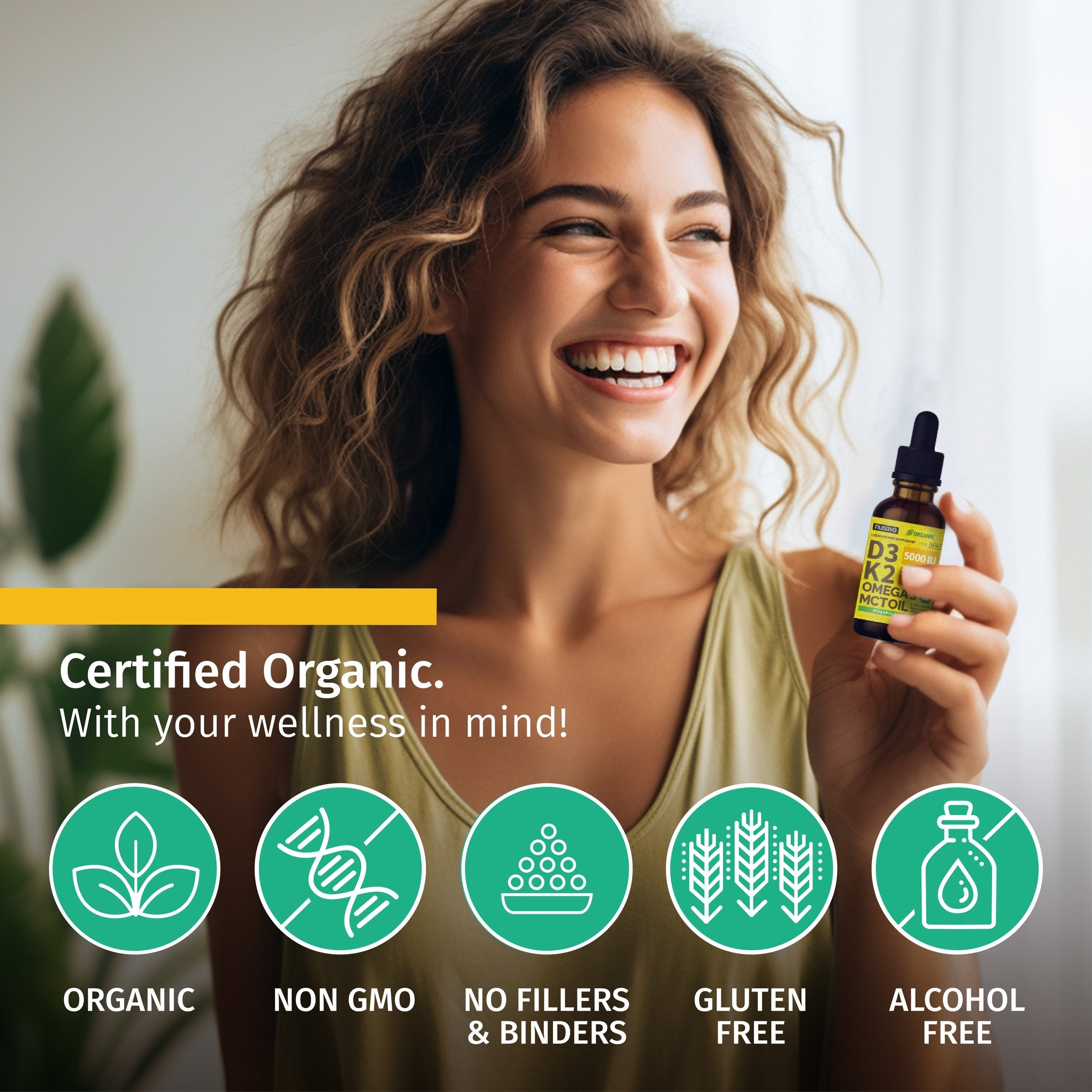 Organic Vitamin D3 K2 Drops - Pineapple Flavor