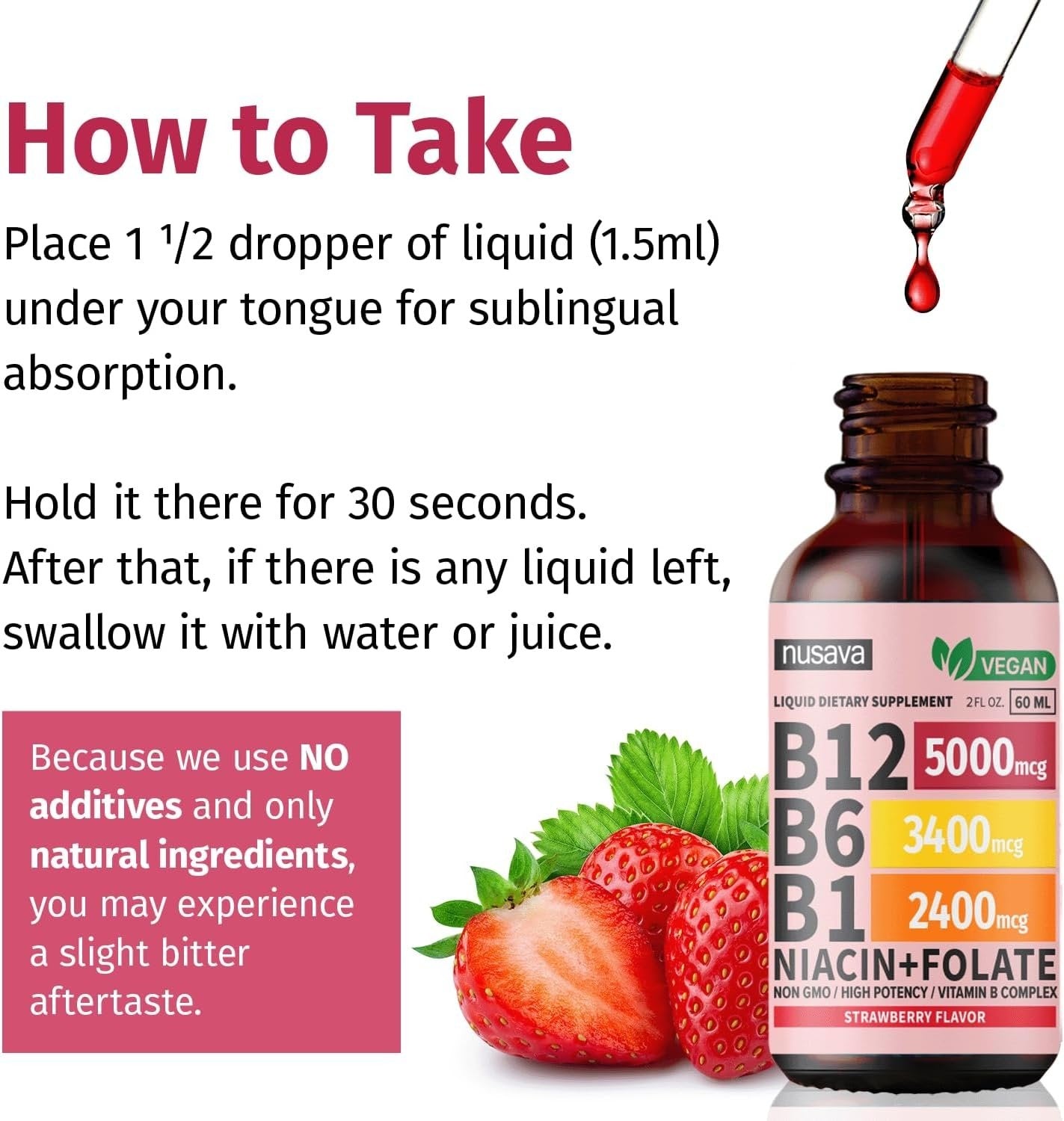 Vitamin B12 Liquid Drops - Strawberry Flavor