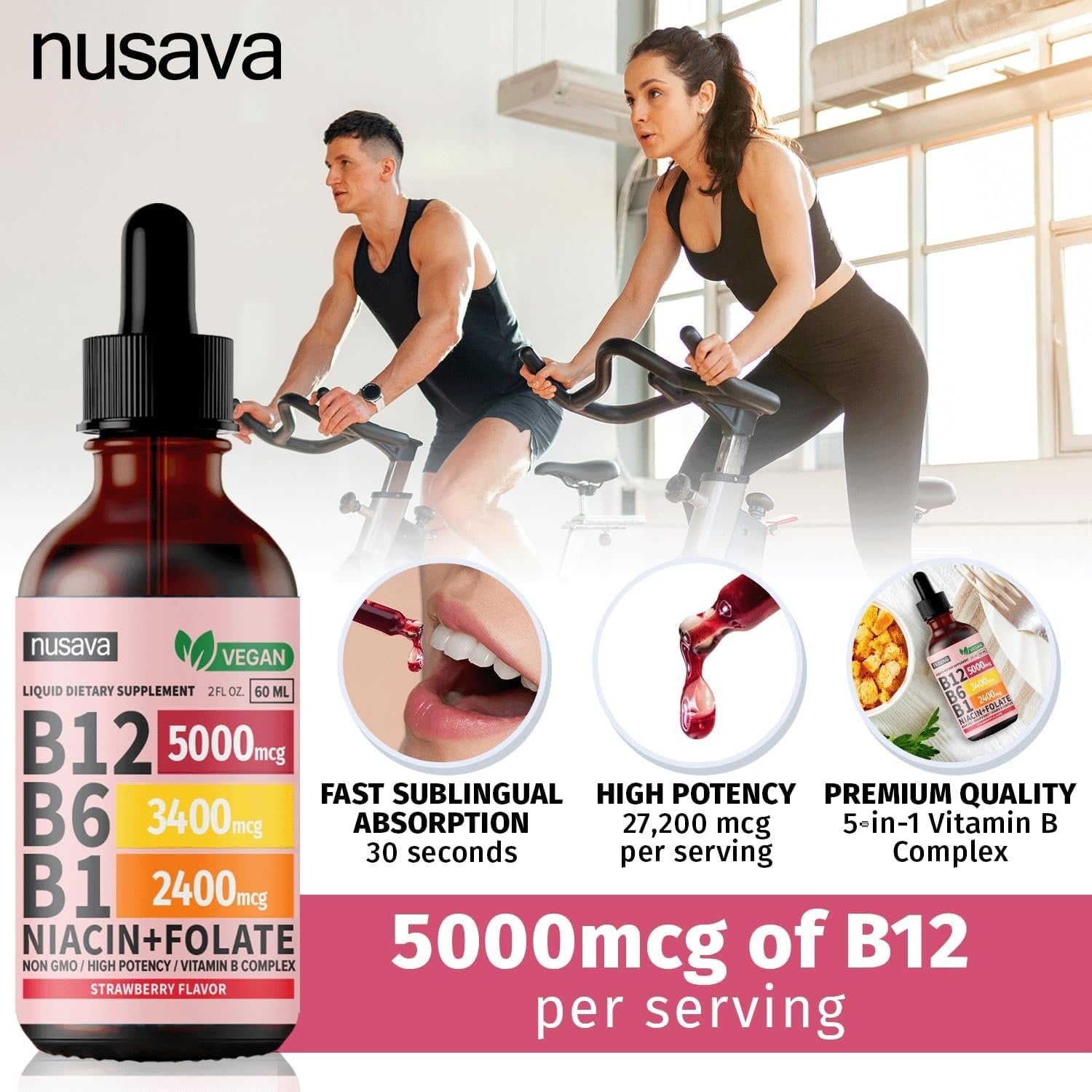 Vitamin B12 Liquid Drops - Strawberry Flavor
