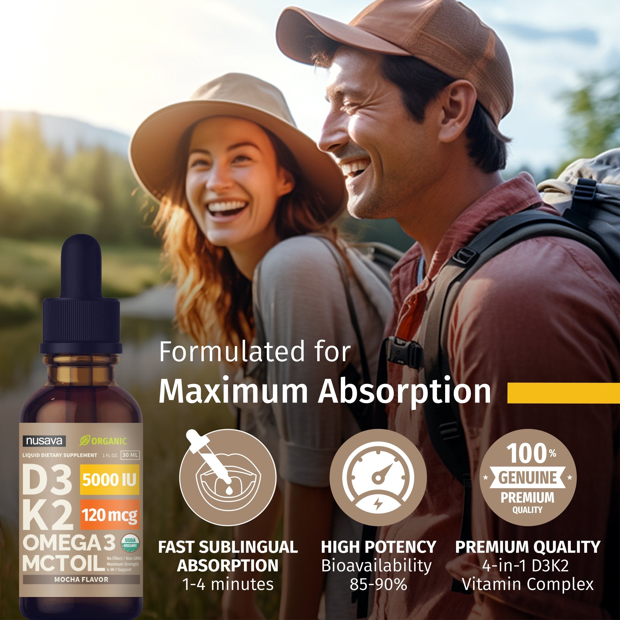 Organic Vitamin D3 K2 Drops - Mocha Flavor