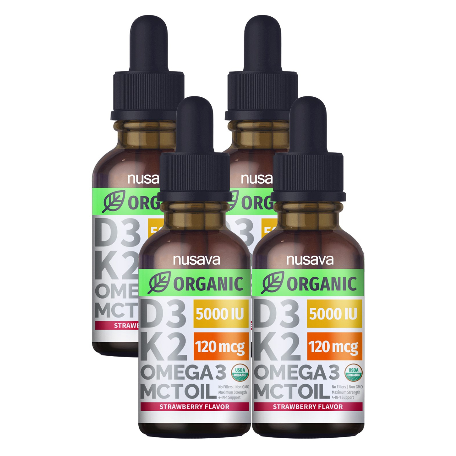 Organic Vitamin D3 K2 Drops - Strawberry Flavor