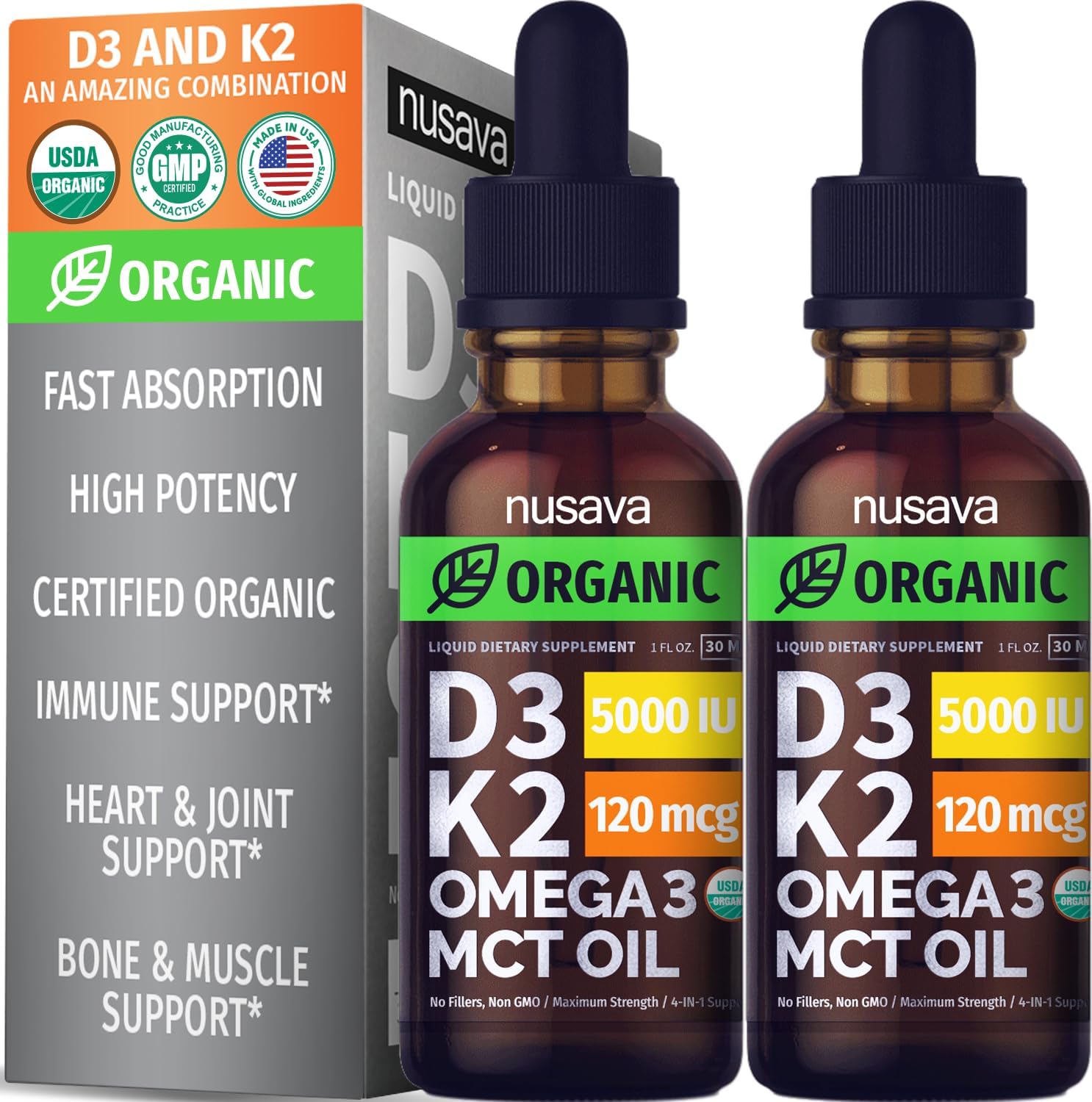 Organic Vitamin D3 K2 Drops - Unflavored