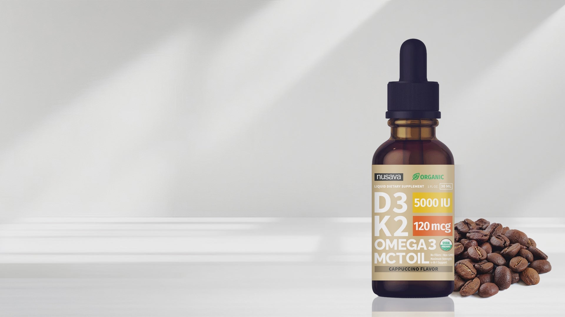 Organic Vitamin D3 K2 Drops with MCT Oil & Omega 3